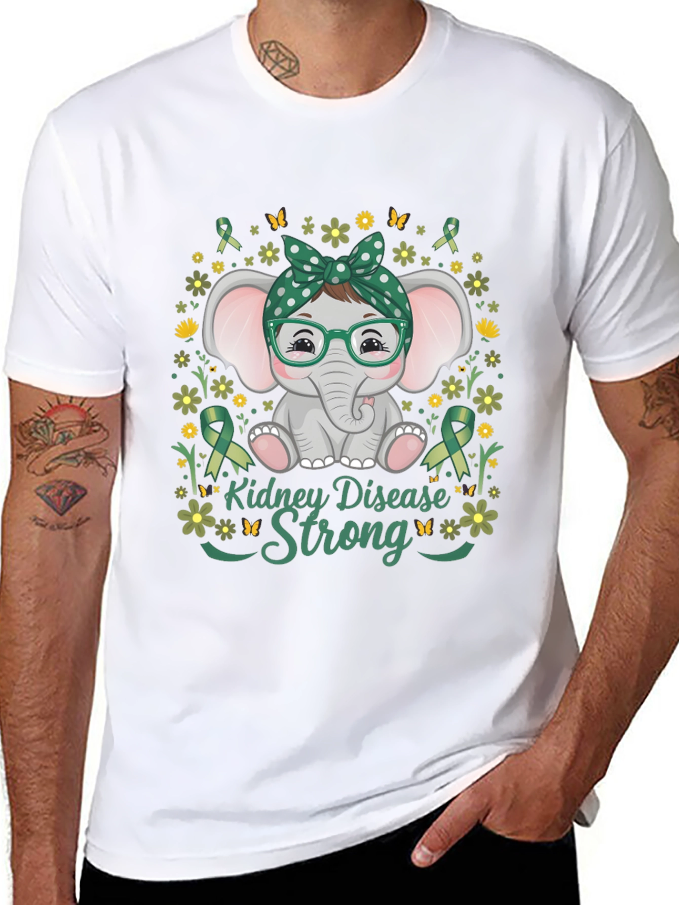 Kidney Disease Awareness Strong Elephant T-Shirt
