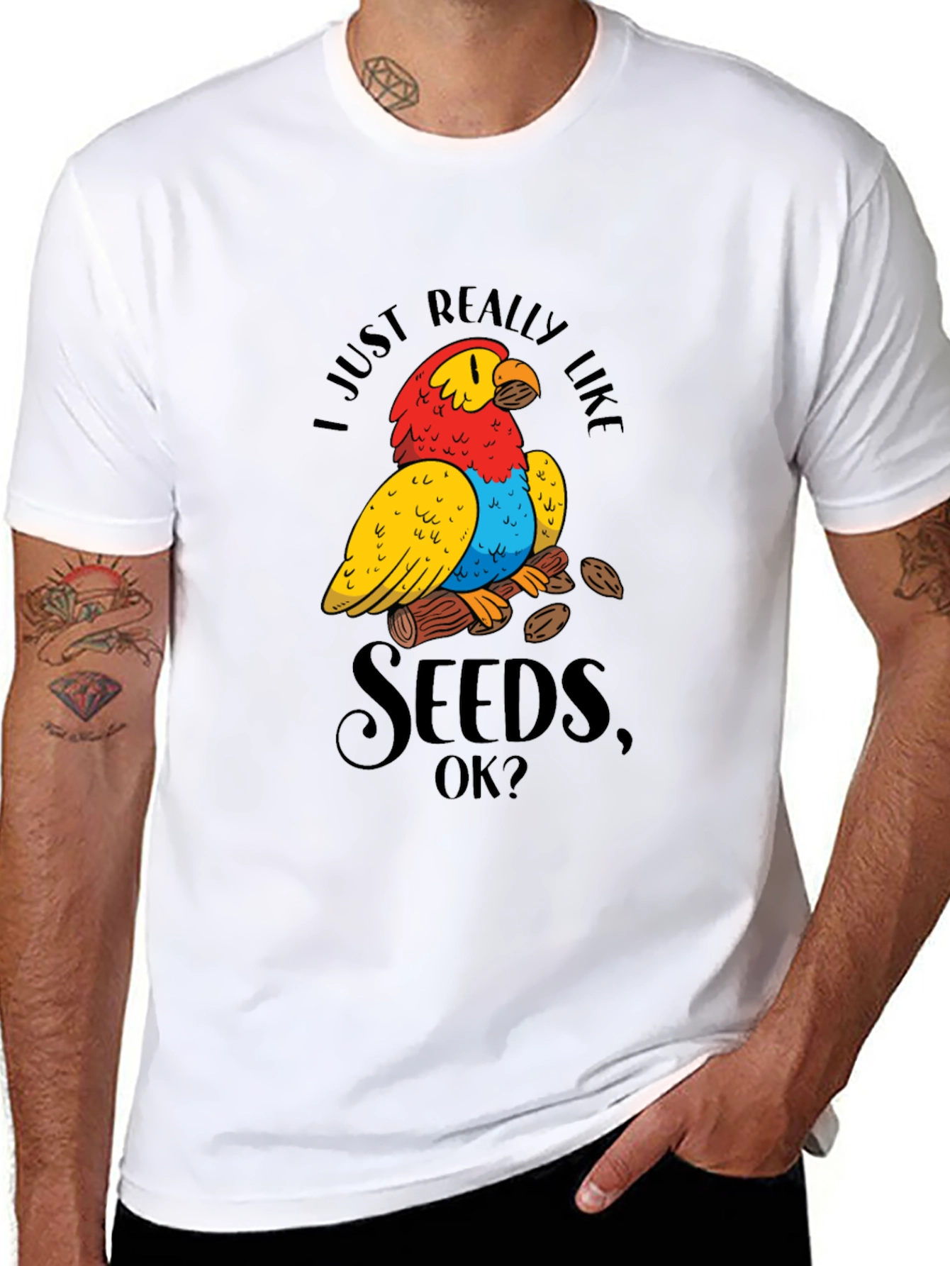 Funny Parrot Seeds Graphic Tee