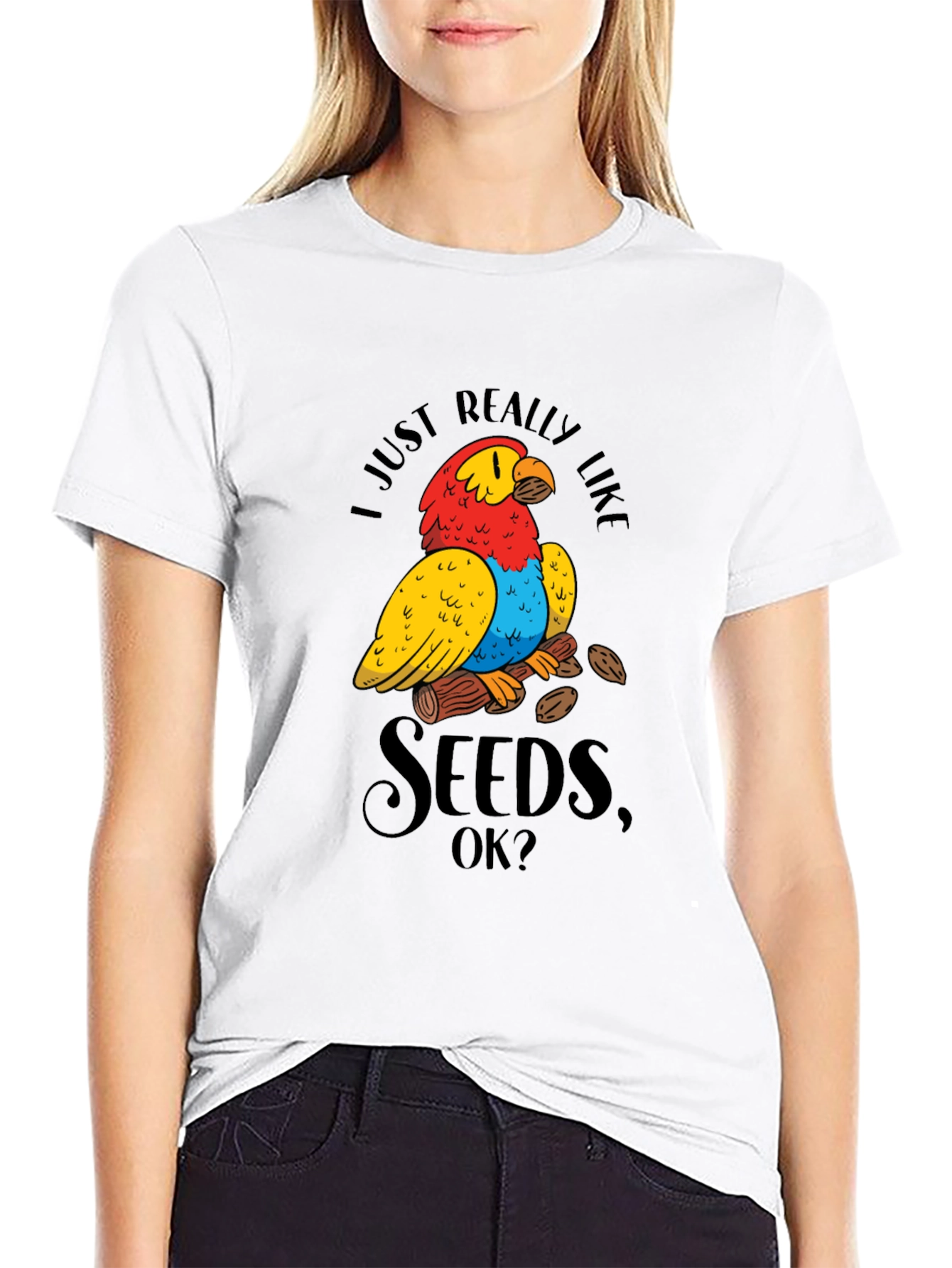 Funny Parrot Seeds Graphic Tee