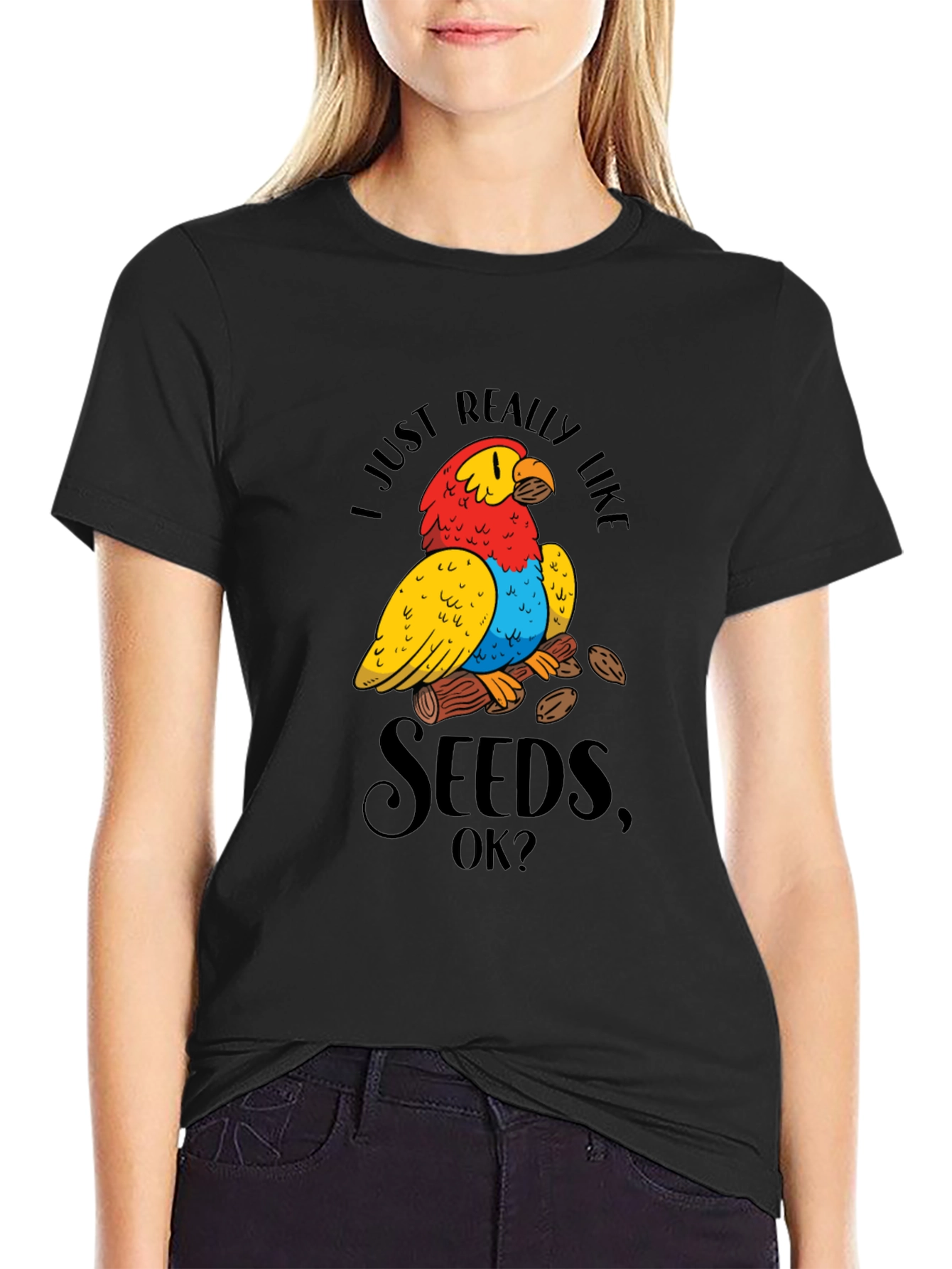 Funny Parrot Seeds Graphic Tee