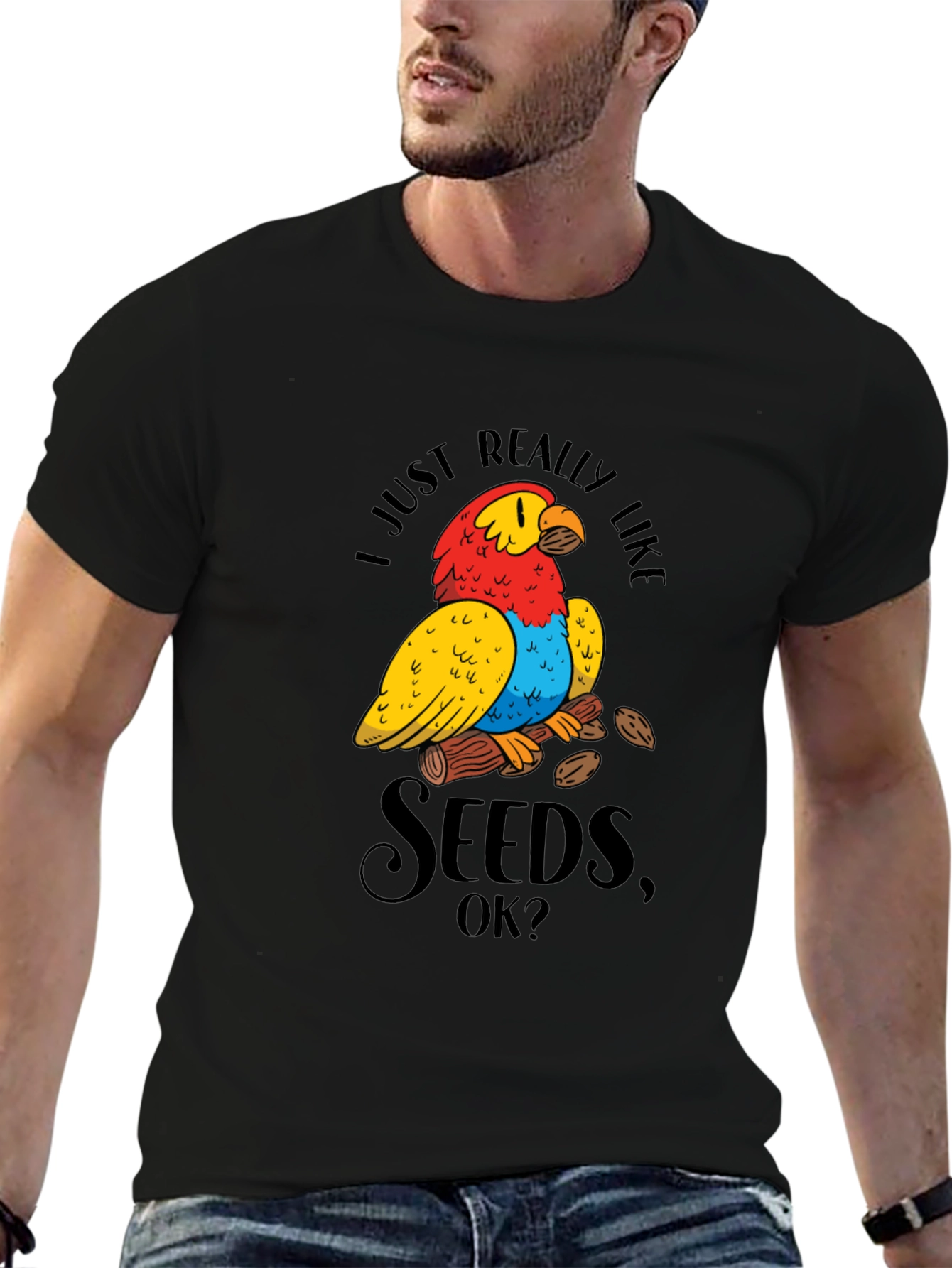 Funny Parrot Seeds Graphic Tee