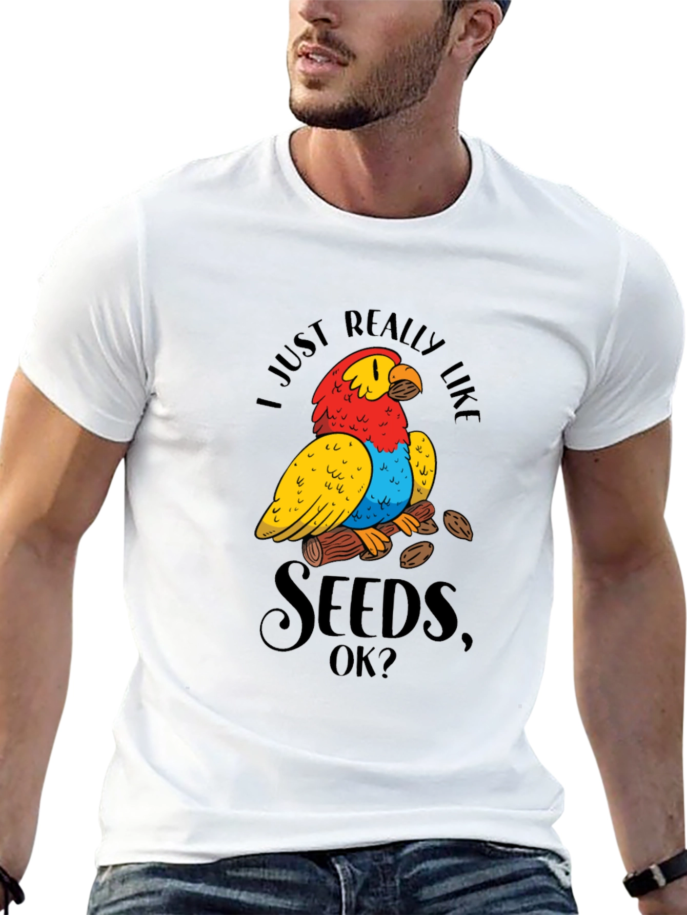 Funny Parrot Seeds Graphic Tee