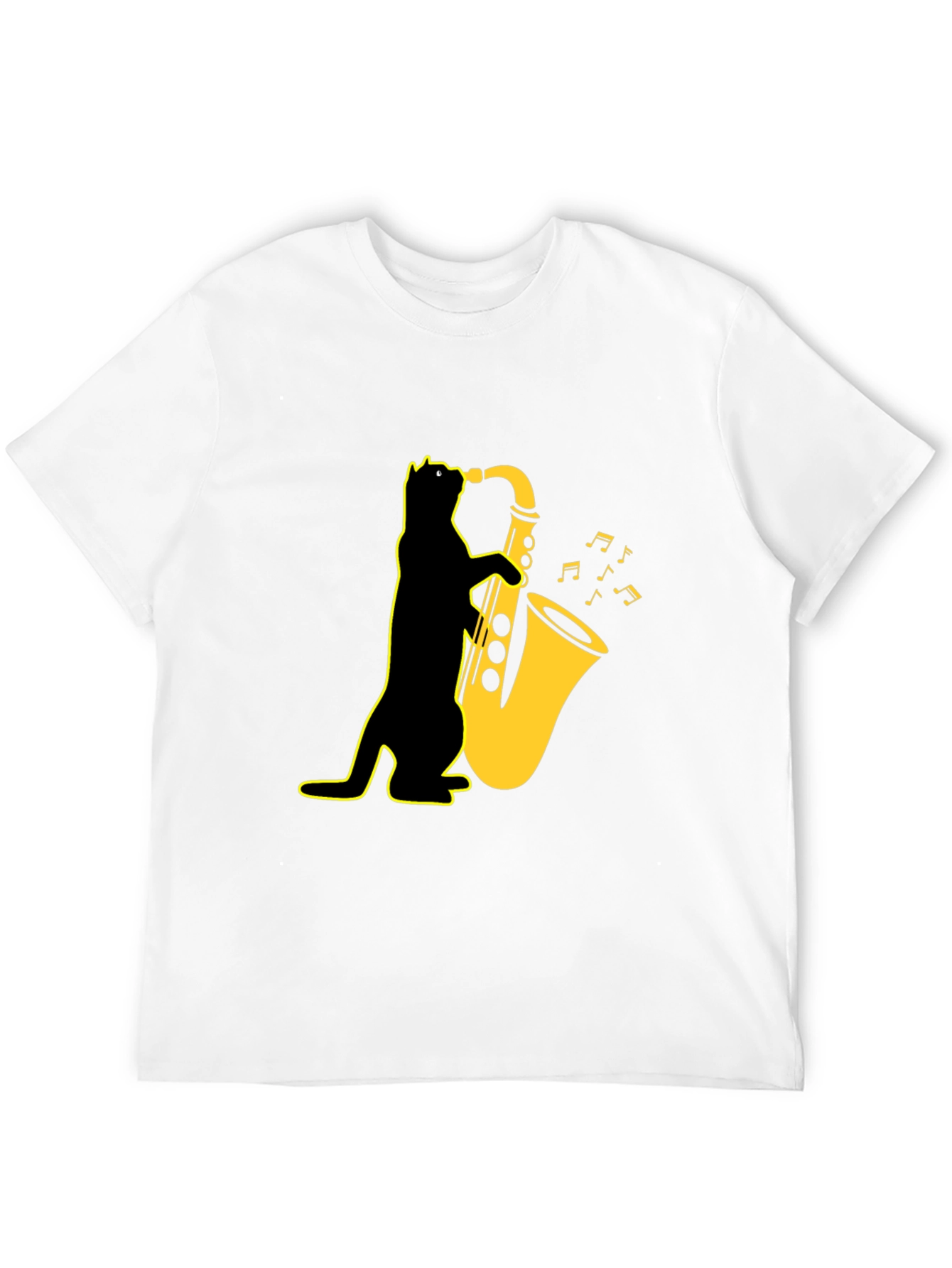 Cool Cat Saxophone T-Shirt - Black Unique Design