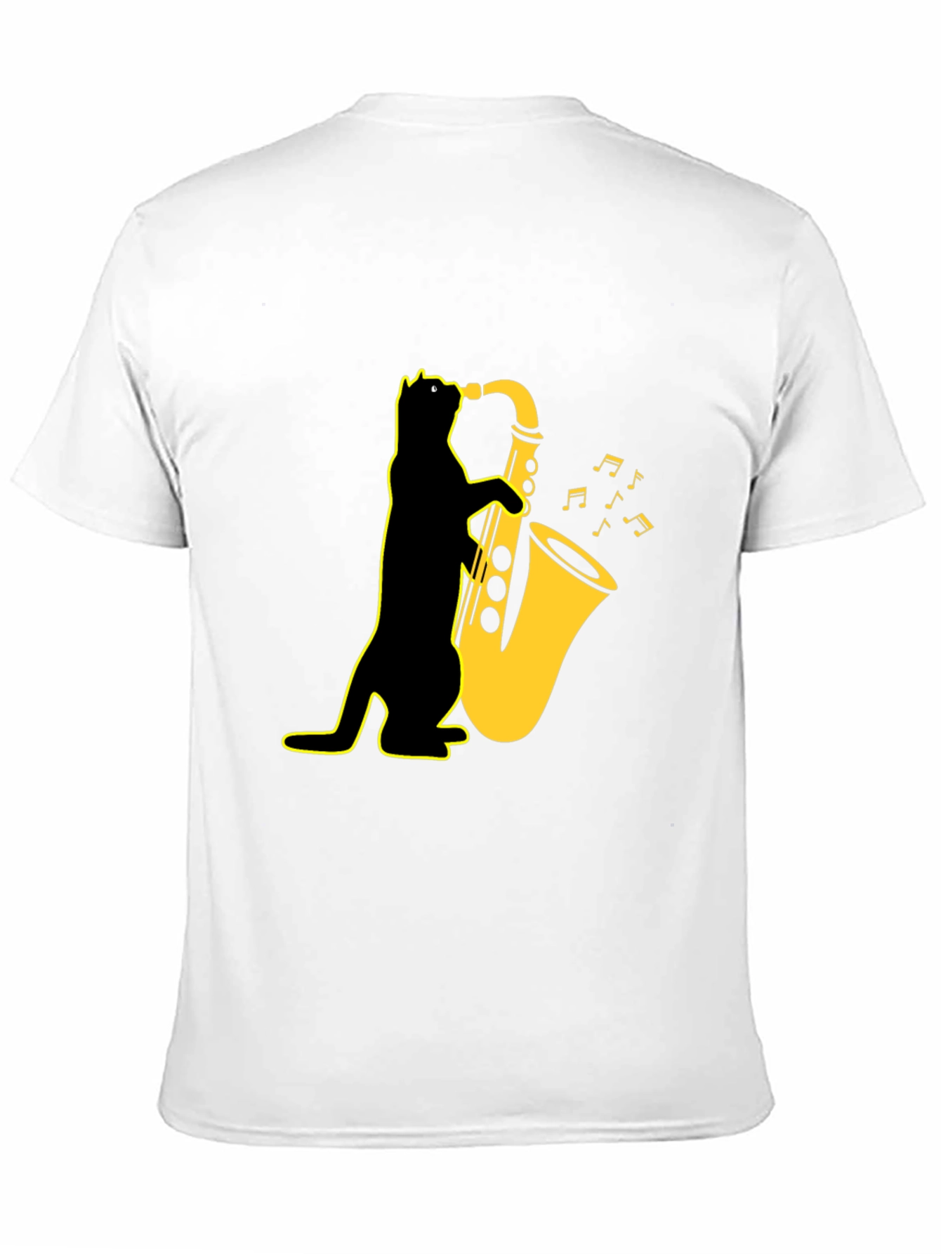 Cool Cat Saxophone T-Shirt - Black Unique Design