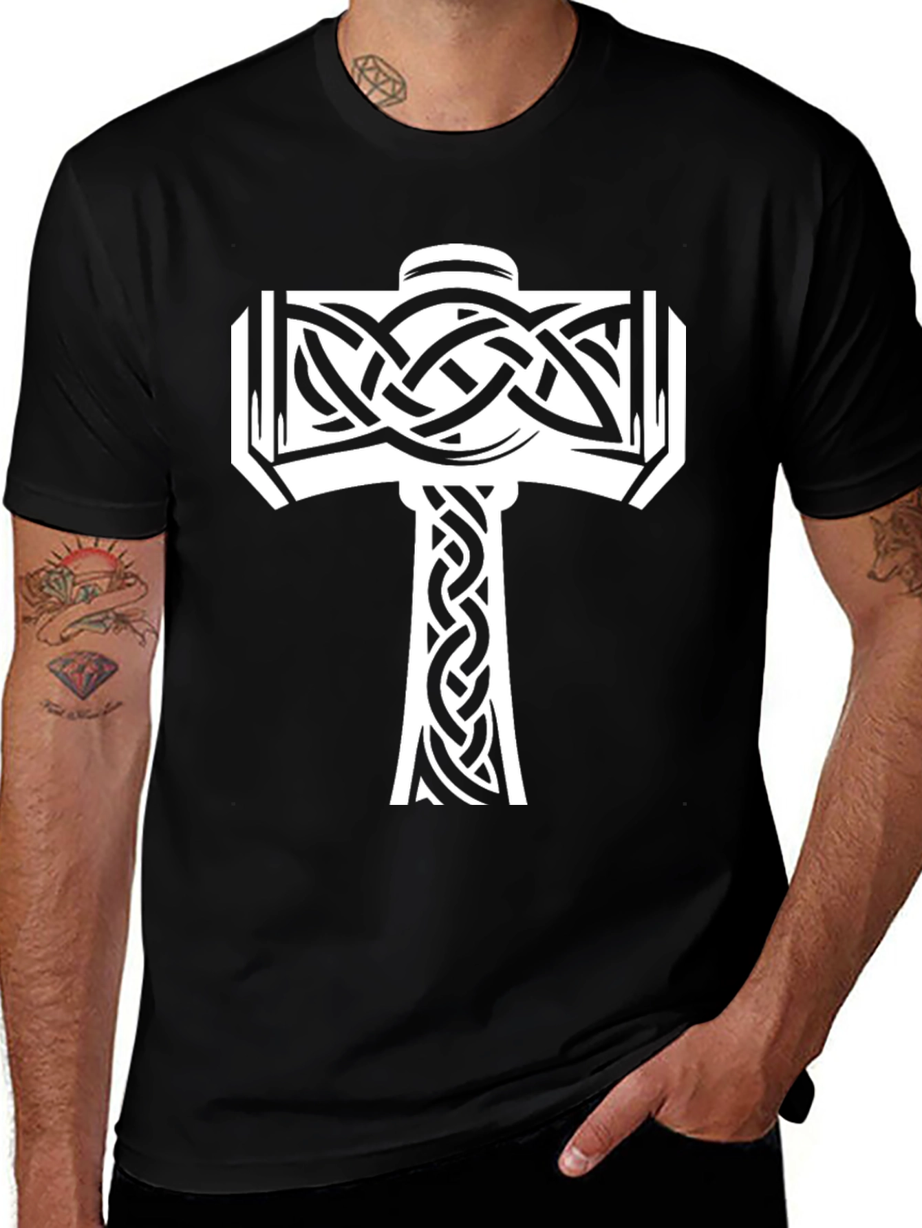 Norse Mjolnir Graphic Tee - Black