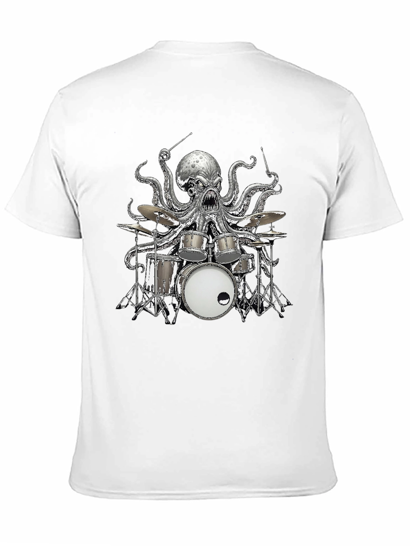 Octopus Drummer Graphic T-Shirt - Black Cotton Tee