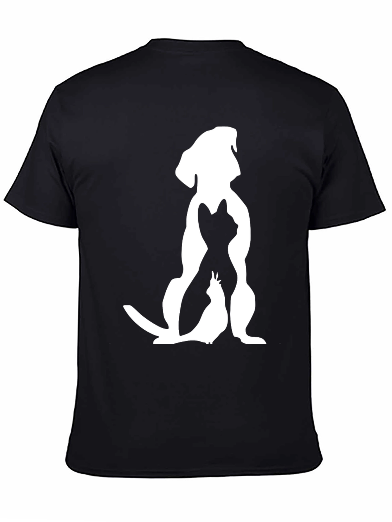 Dog Cat Bird Silhouette Black Graphic Tee