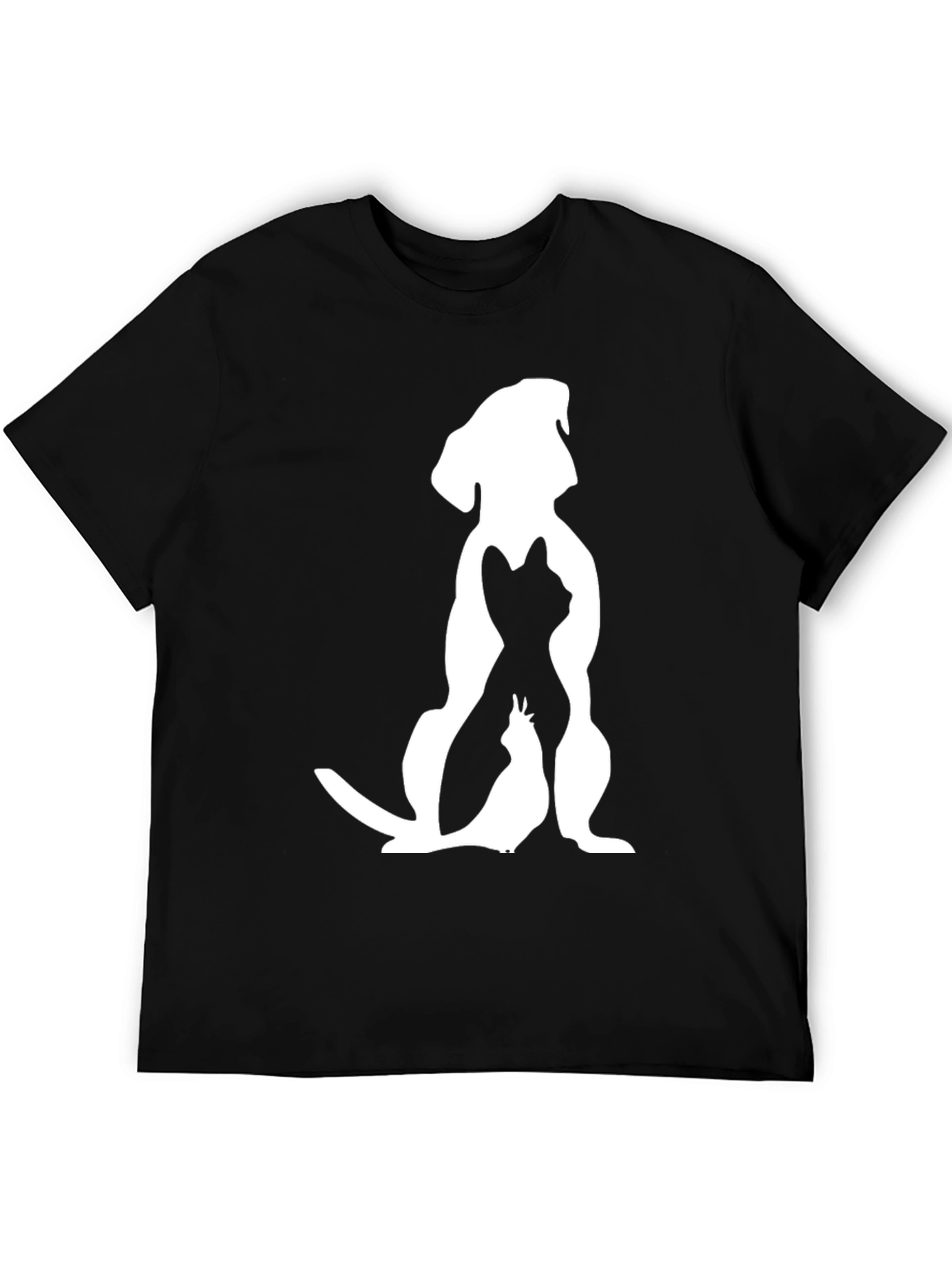 Dog Cat Bird Silhouette Black Graphic Tee