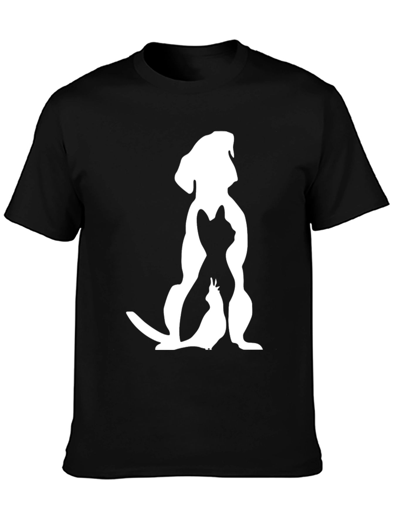 Dog Cat Bird Silhouette Black Graphic Tee
