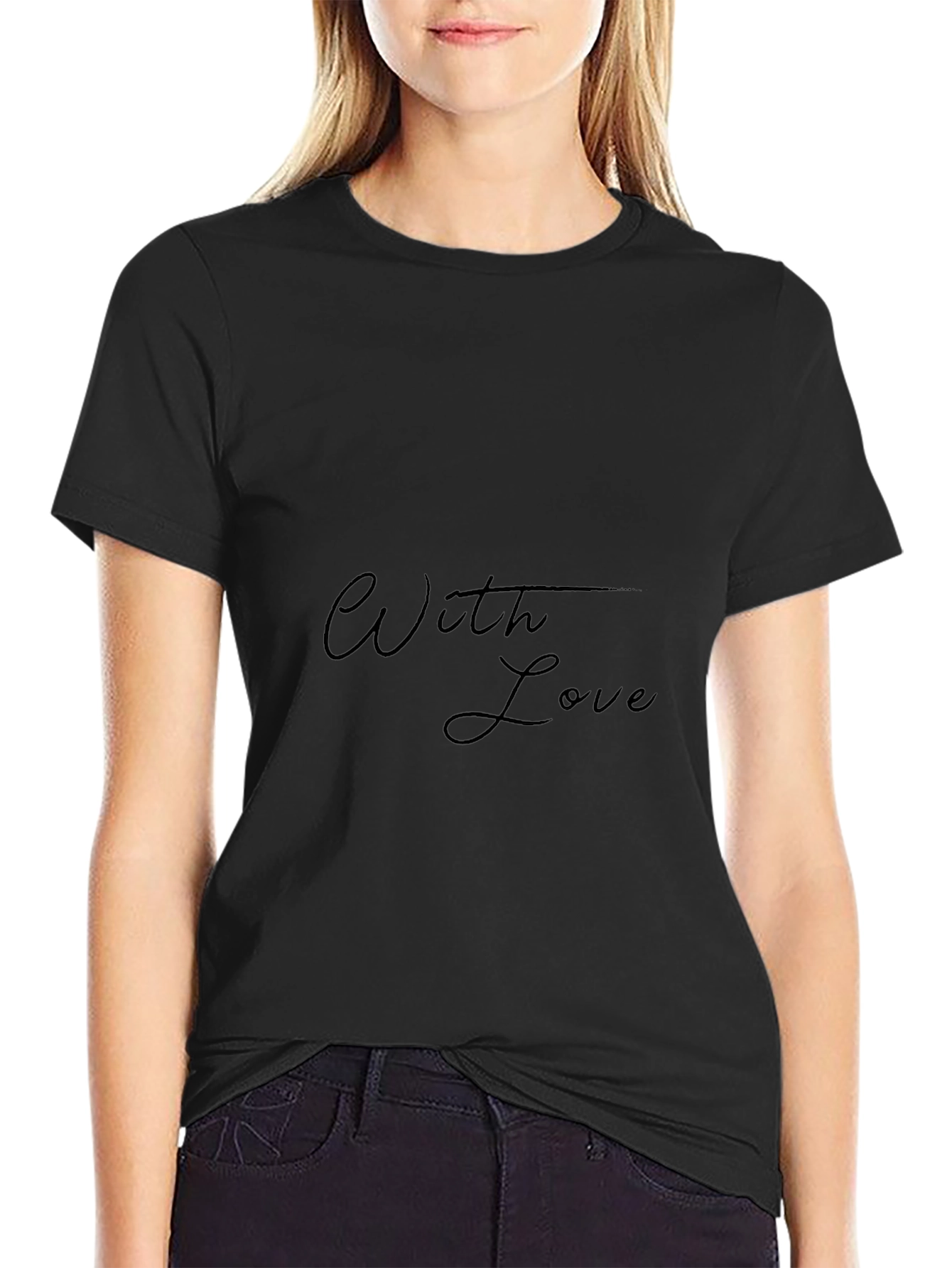 Stylish Black T-Shirt - With Love Design