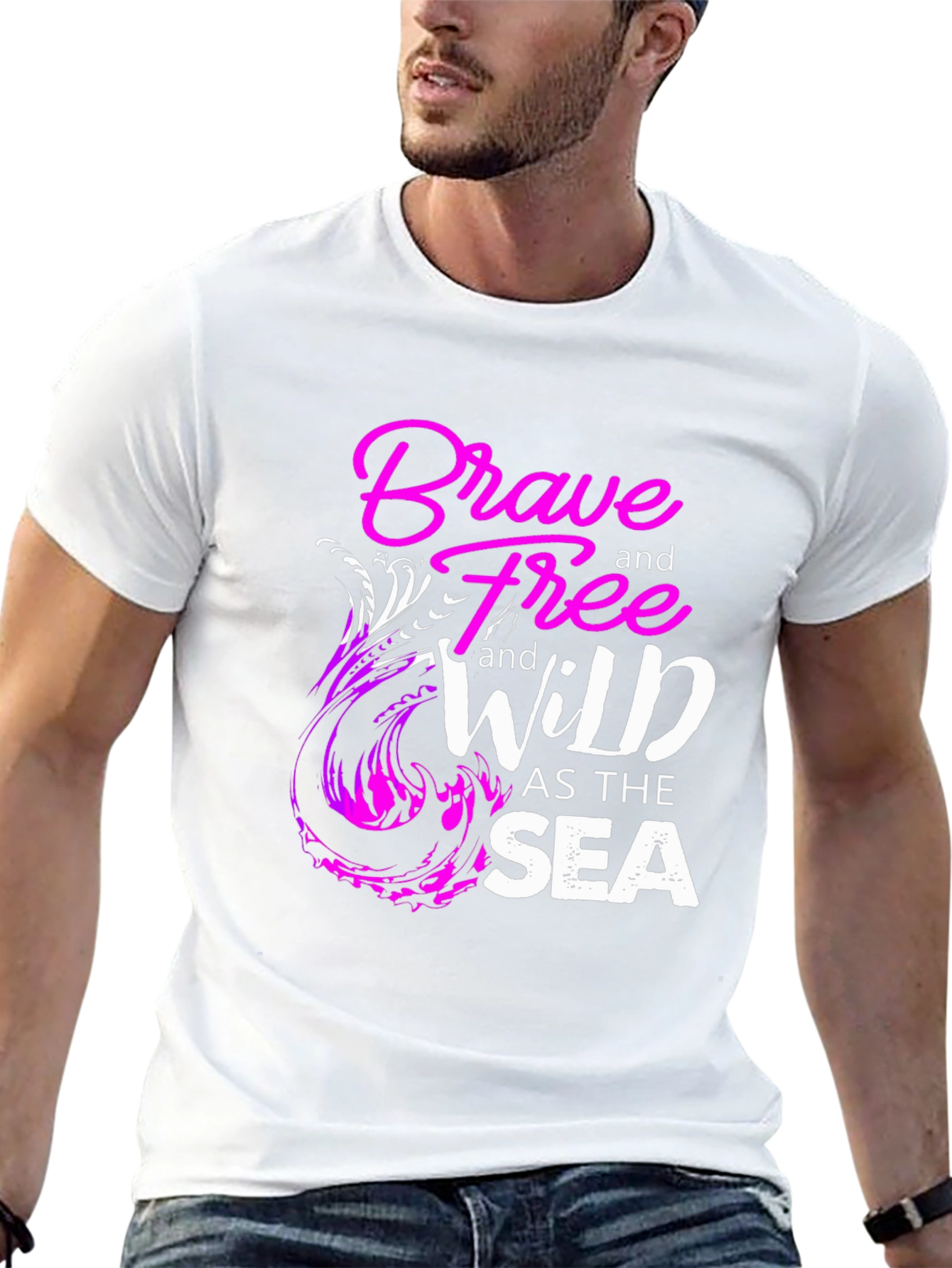 Brave Free Wild Sea Graphic T-Shirt