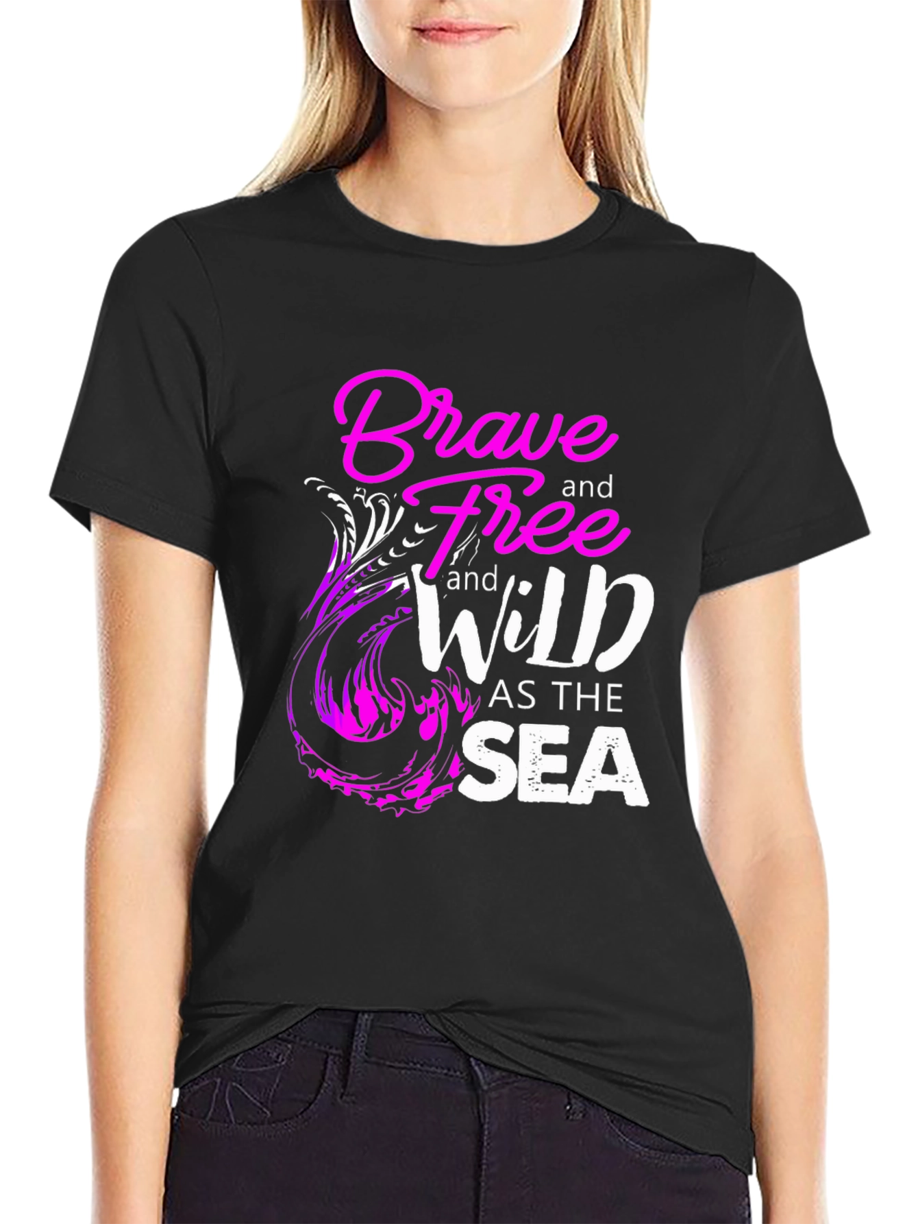 Brave Free Wild Sea Graphic T-Shirt