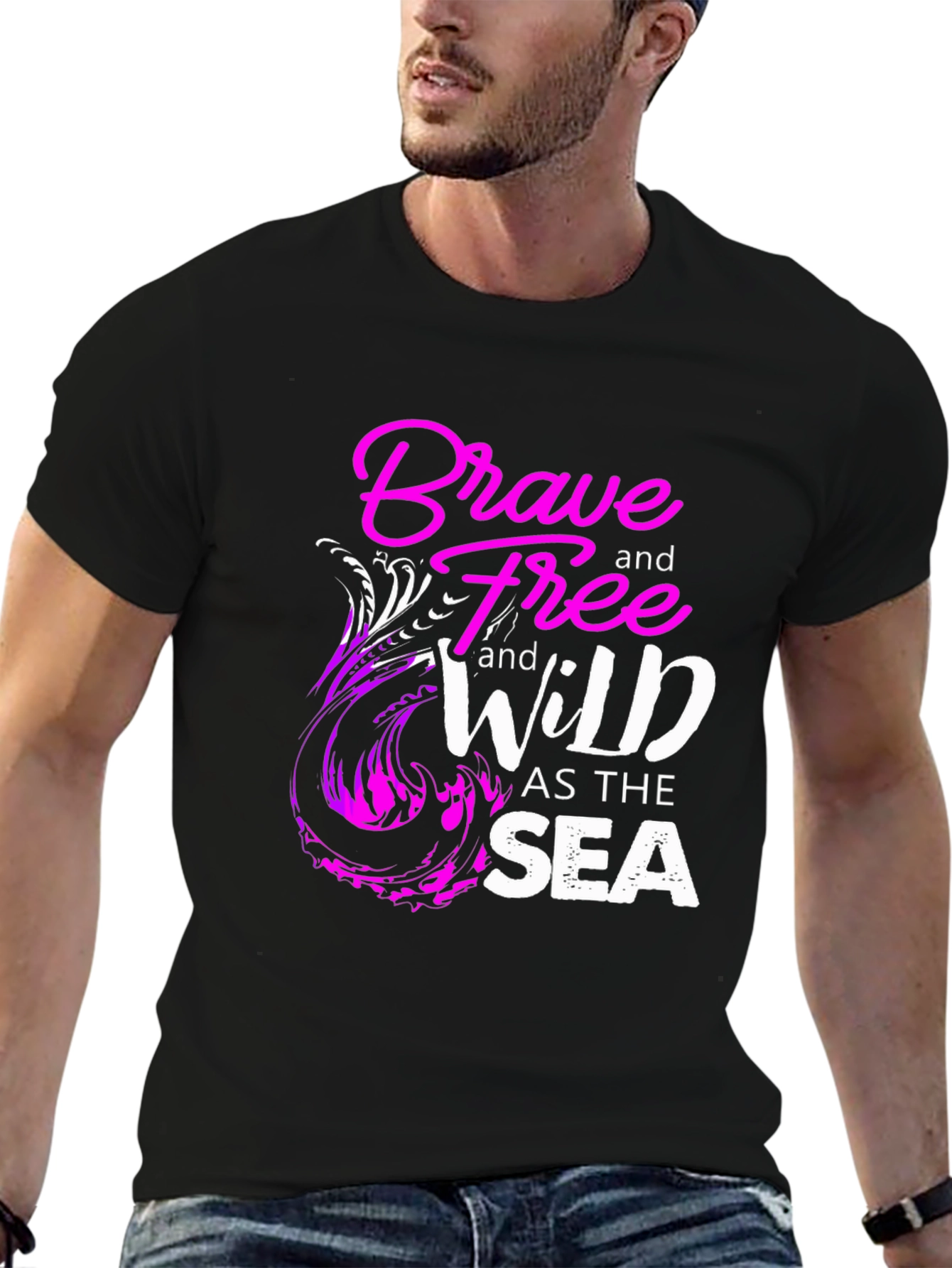 Brave Free Wild Sea Graphic T-Shirt