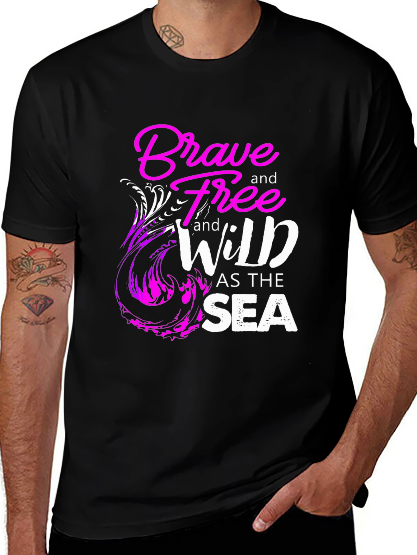 Brave Free Wild Sea Graphic T-Shirt