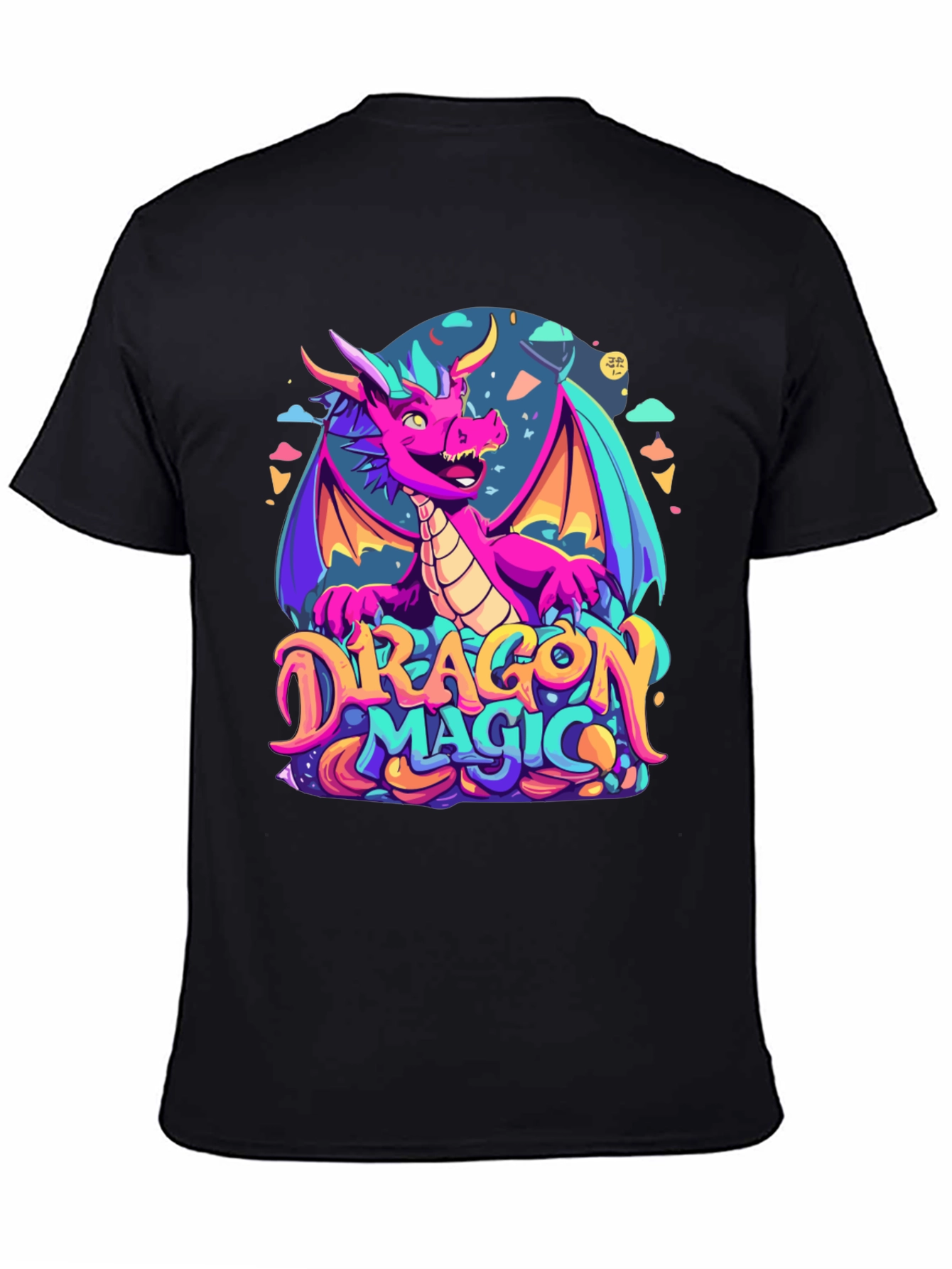 Dragon Magic Graphic Tee - Fantasy Style Black T-Shirt