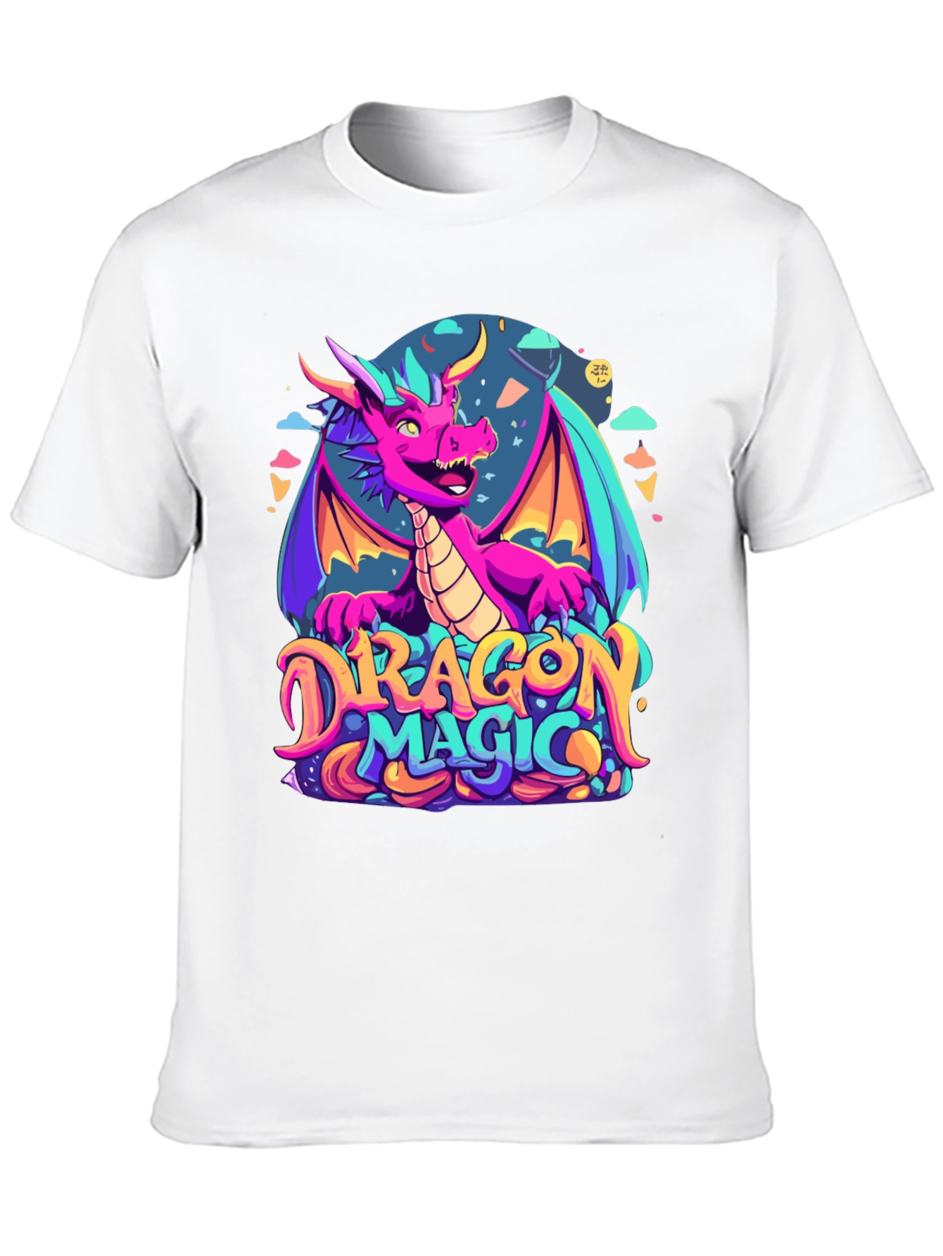 Dragon Magic Graphic Tee - Fantasy Style Black T-Shirt
