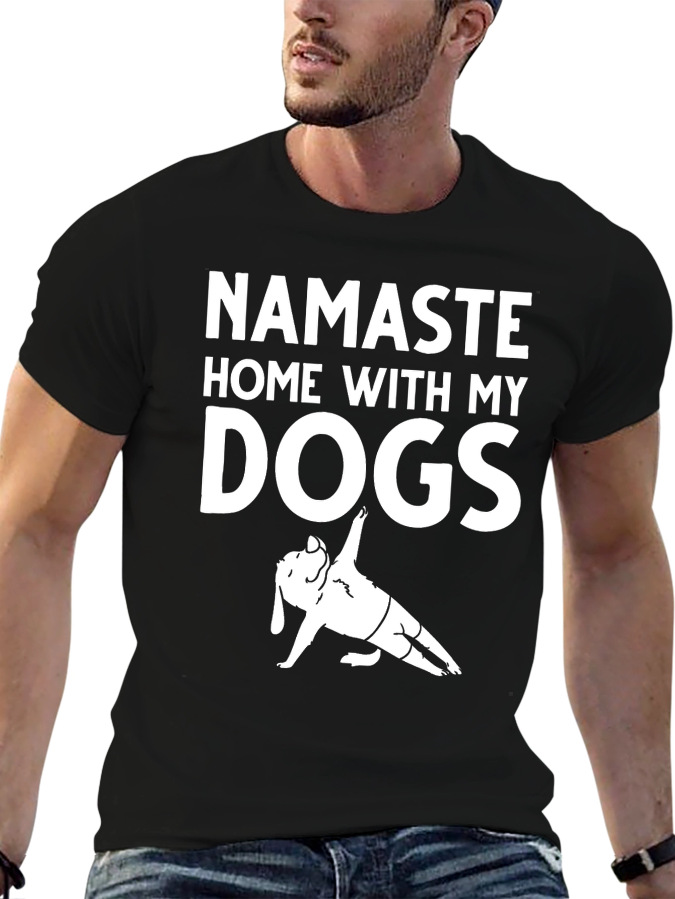 Namaste Home With My Dogs Black T-Shirt