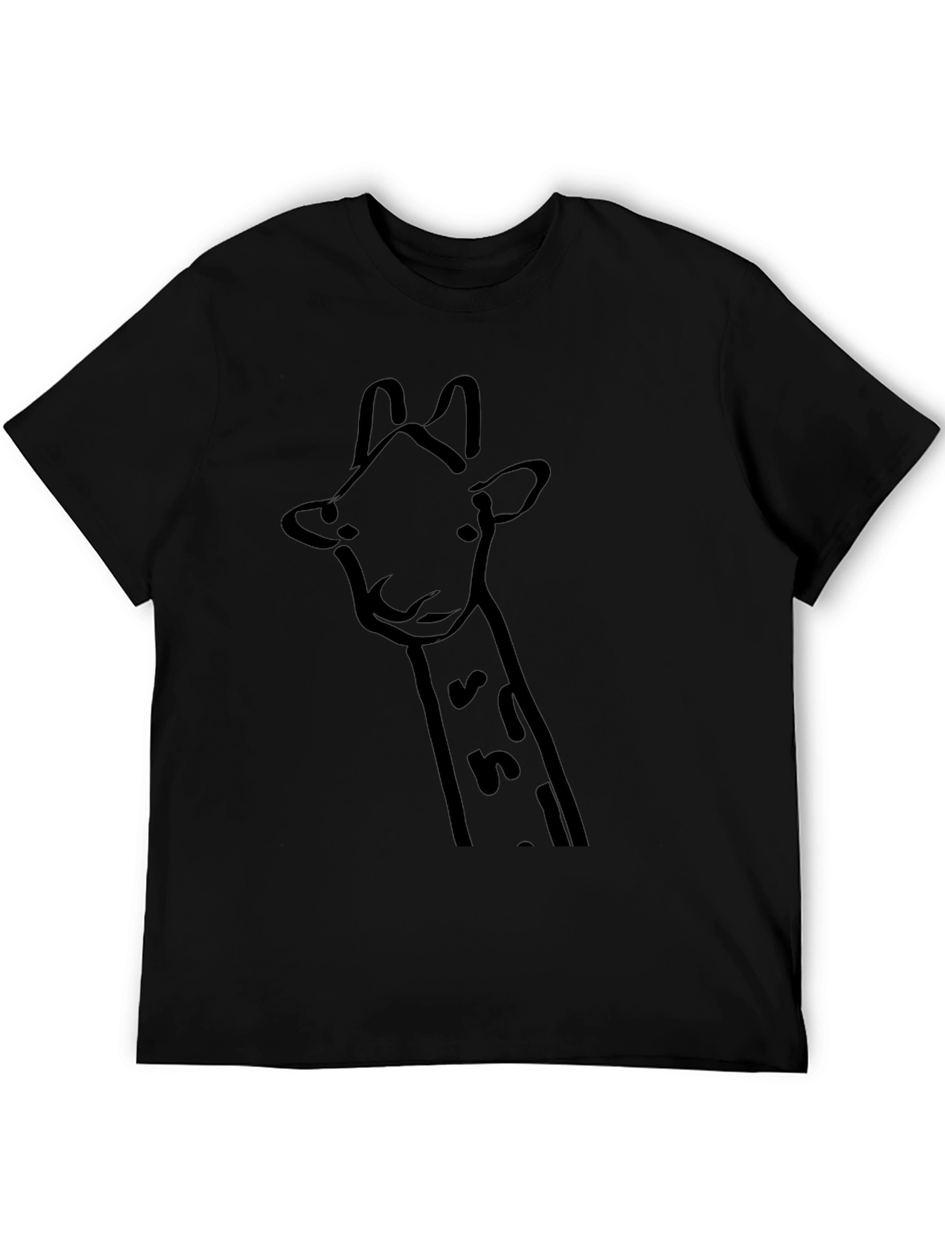 Giraffe Outline Graphic Black T-Shirt