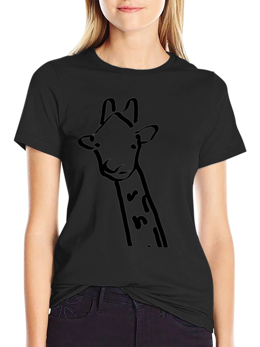 Giraffe Outline Graphic Black T-Shirt