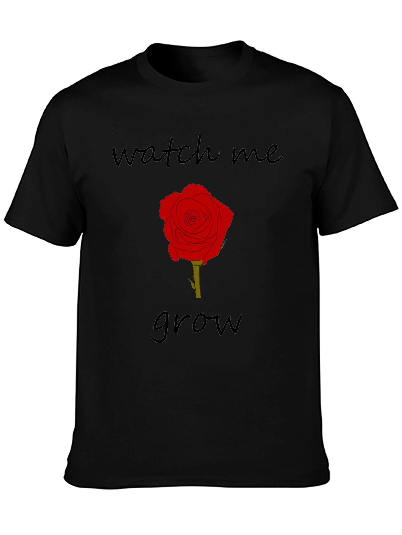 Watch Me Grow Rose Graphic Tee - Black