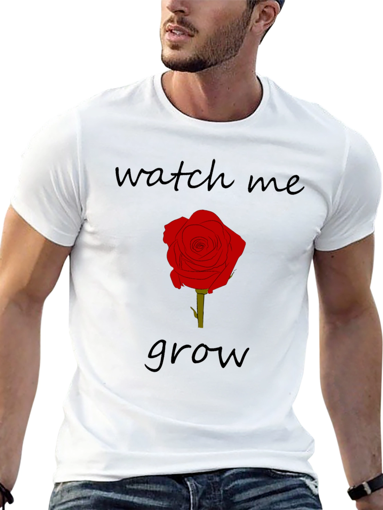 Watch Me Grow Rose Graphic Tee - Black