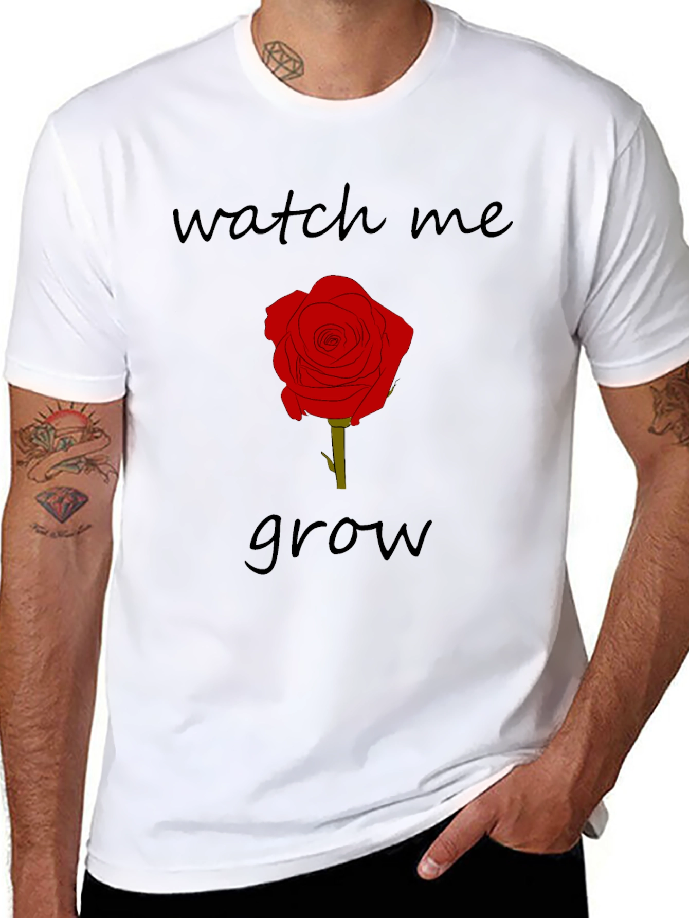 Watch Me Grow Rose Graphic Tee - Black
