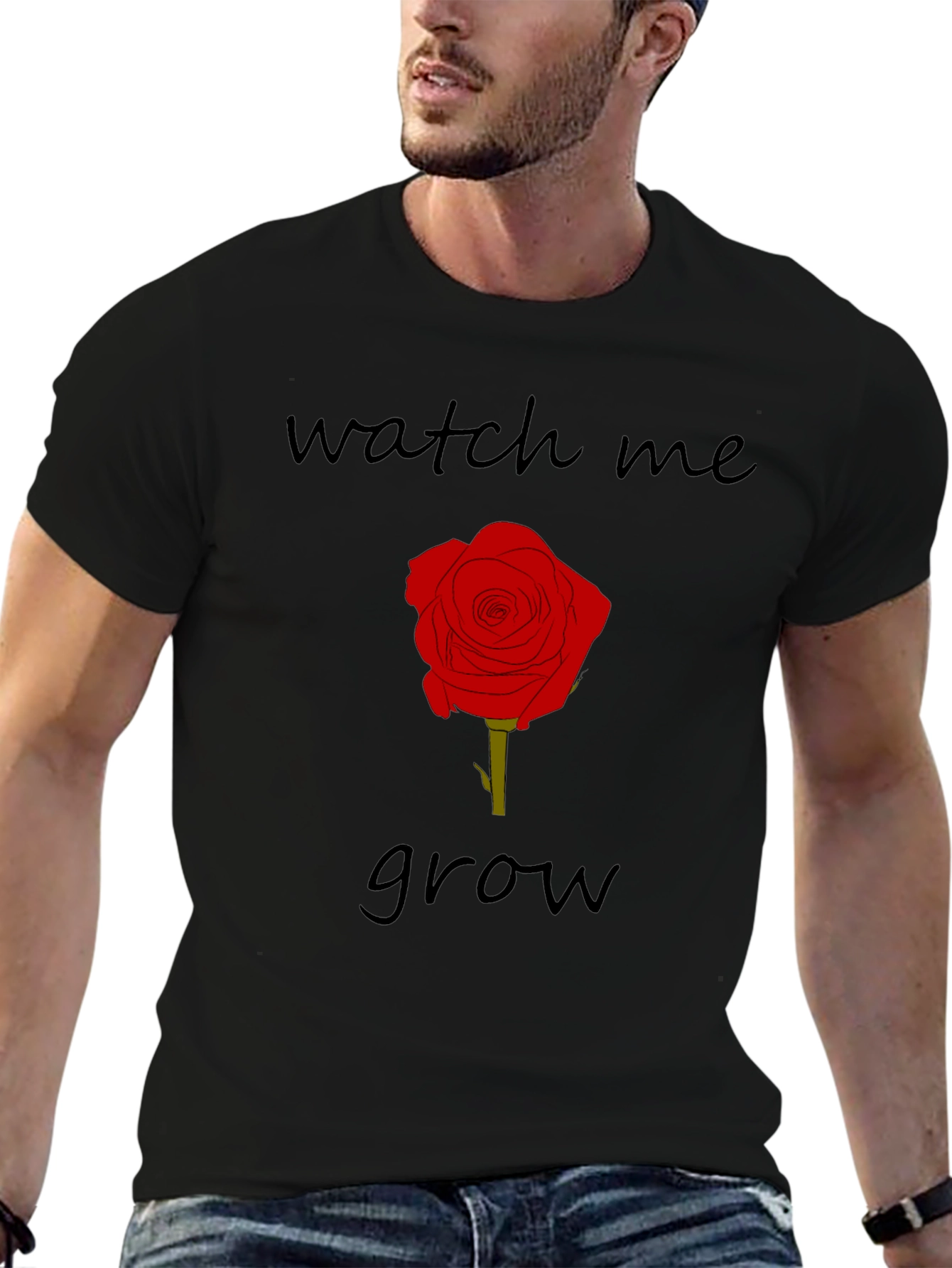 Watch Me Grow Rose Graphic Tee - Black