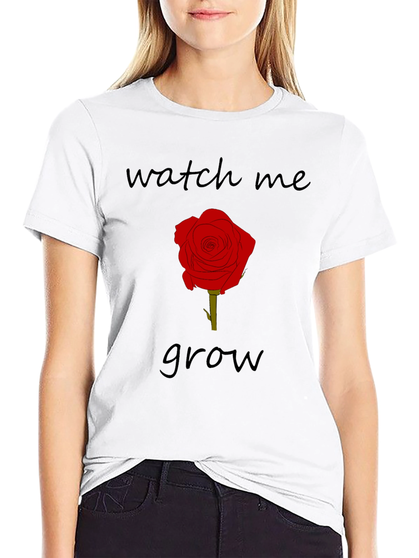 Watch Me Grow Rose Graphic Tee - Black