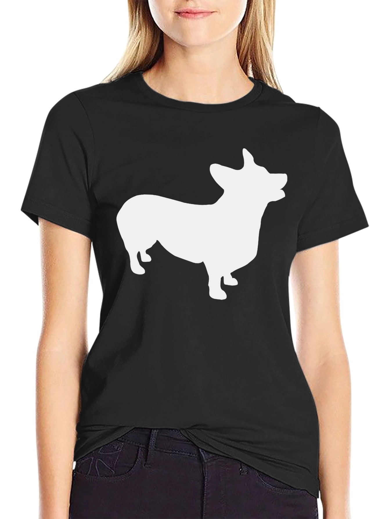 Corgi Silhouette Graphic Tee - Black