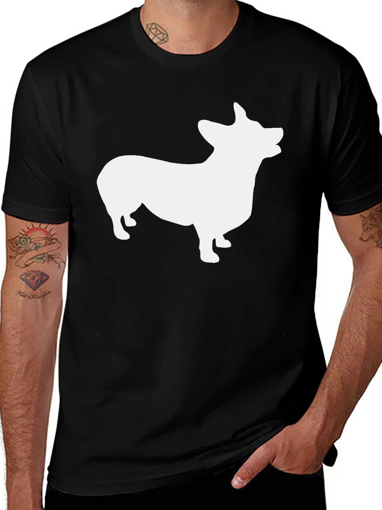 Corgi Silhouette Graphic Tee - Black
