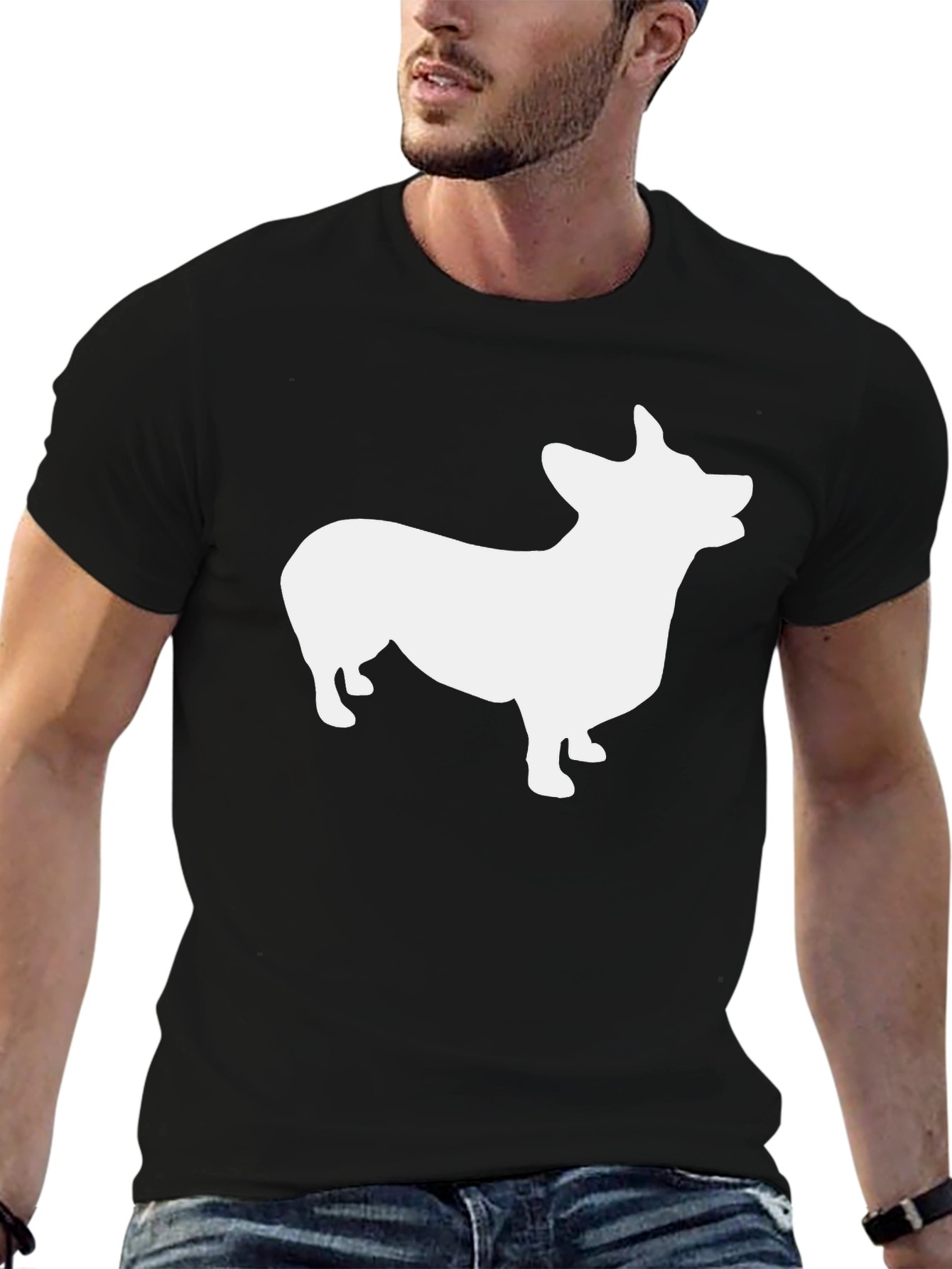 Corgi Silhouette Graphic Tee - Black