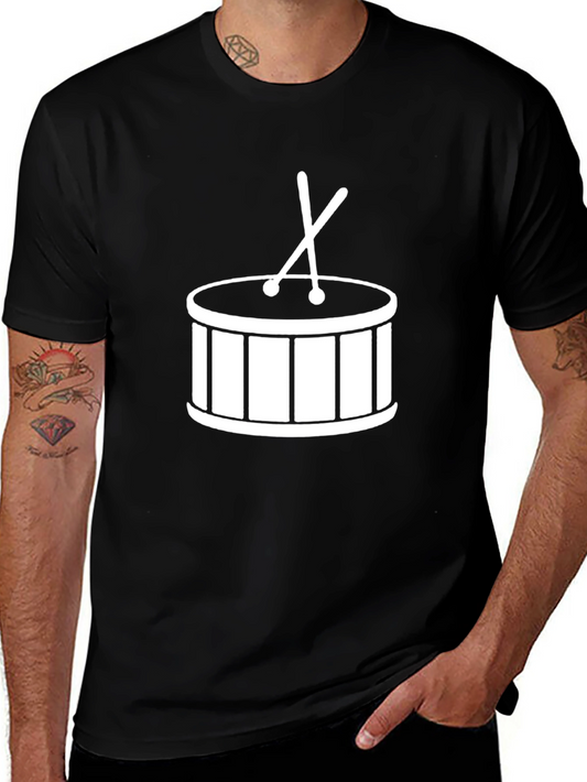 Drum Graphic Tee - Black Cotton T-Shirt