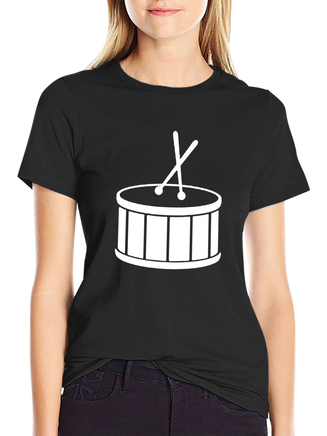 Drum Graphic Tee - Black Cotton T-Shirt