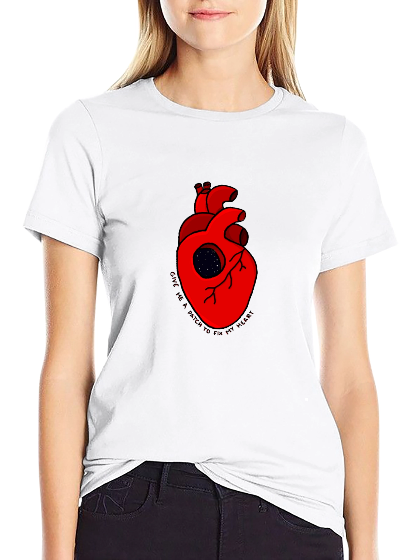 Heart Galaxy Graphic Black Tee