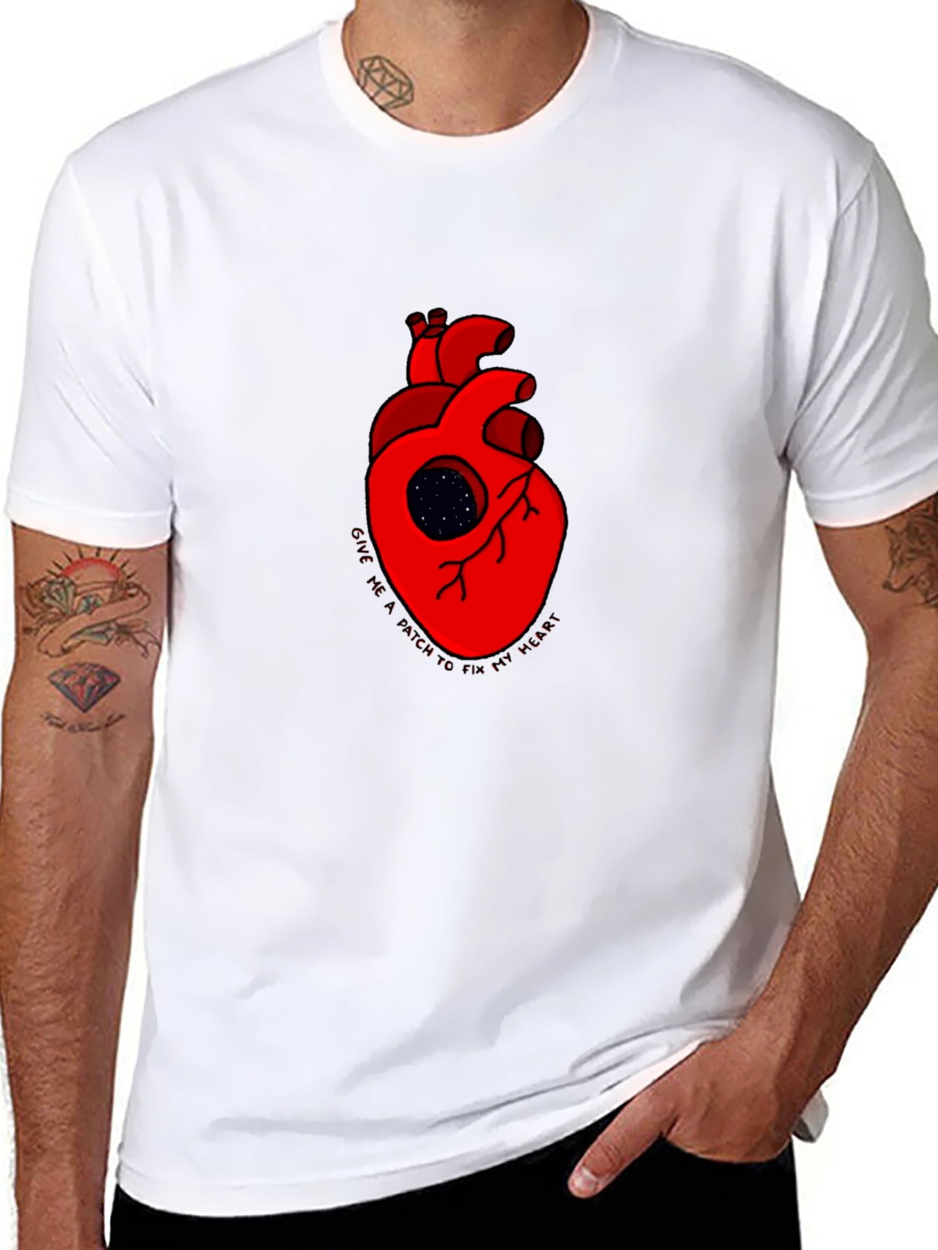 Heart Galaxy Graphic Black Tee