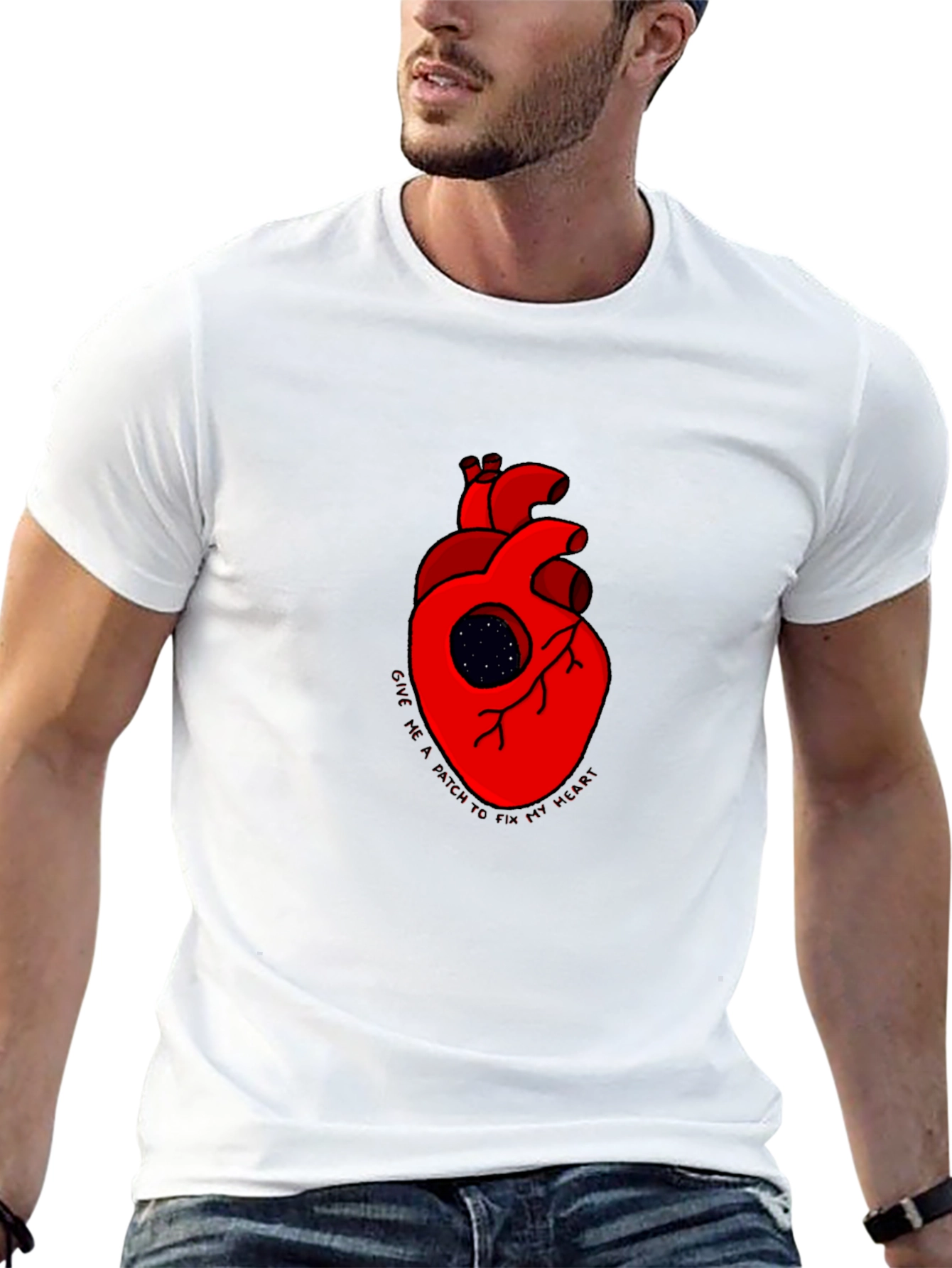 Heart Galaxy Graphic Black Tee