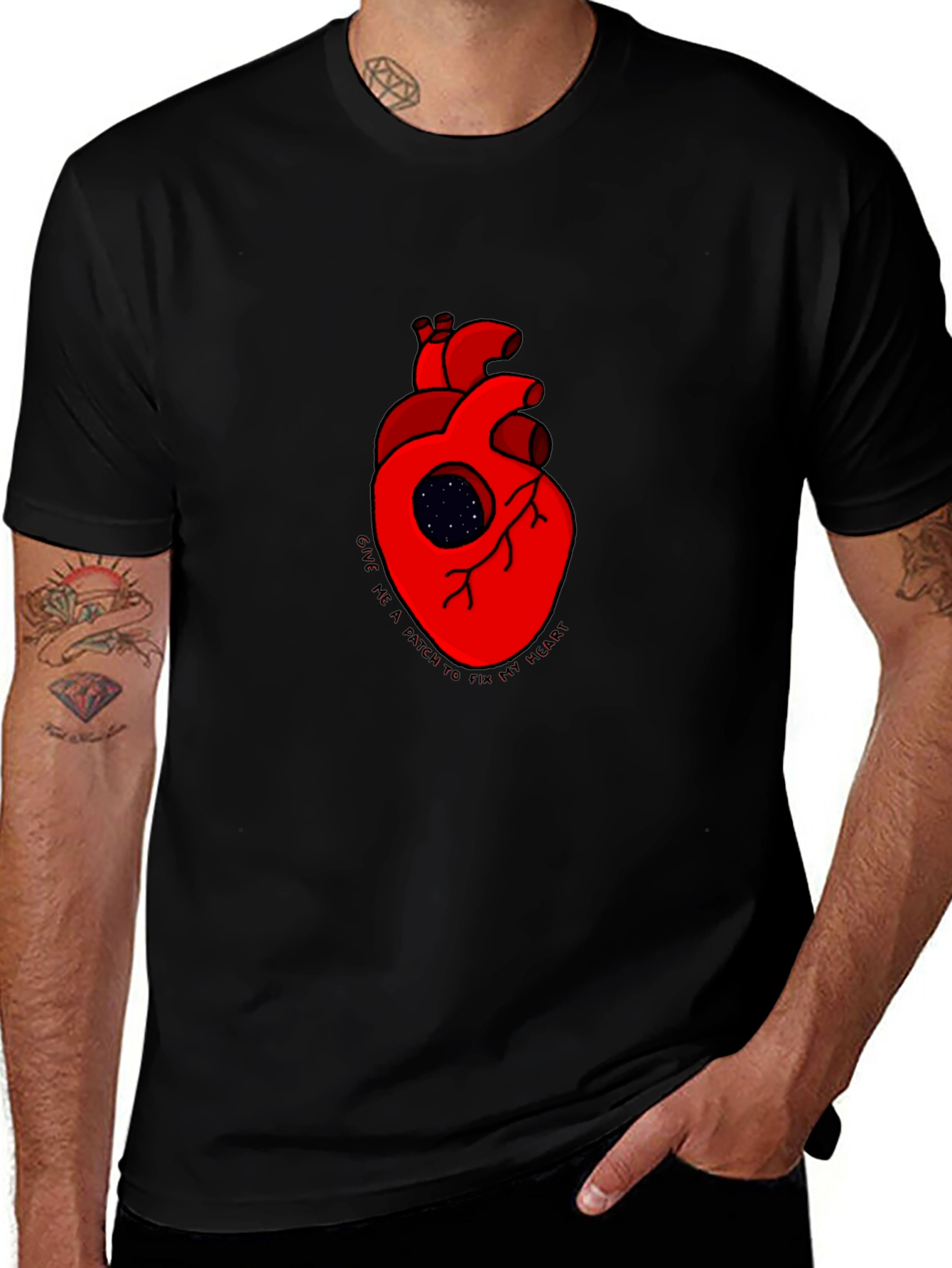 Heart Galaxy Graphic Black Tee
