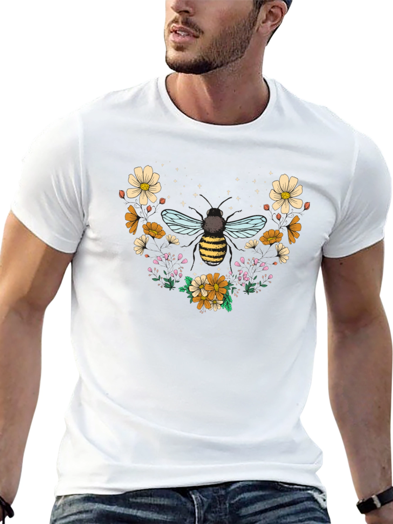 Floral Bee Graphic Tee - Stylish Comfort