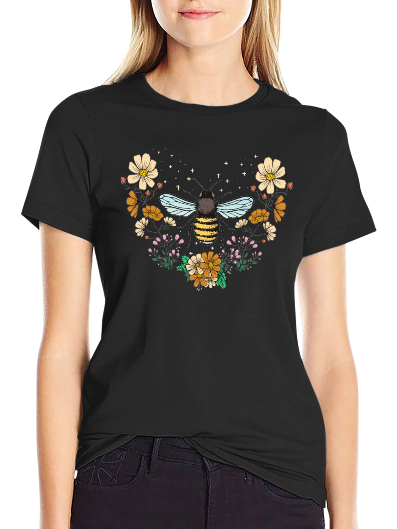 Floral Bee Graphic Tee - Stylish Comfort