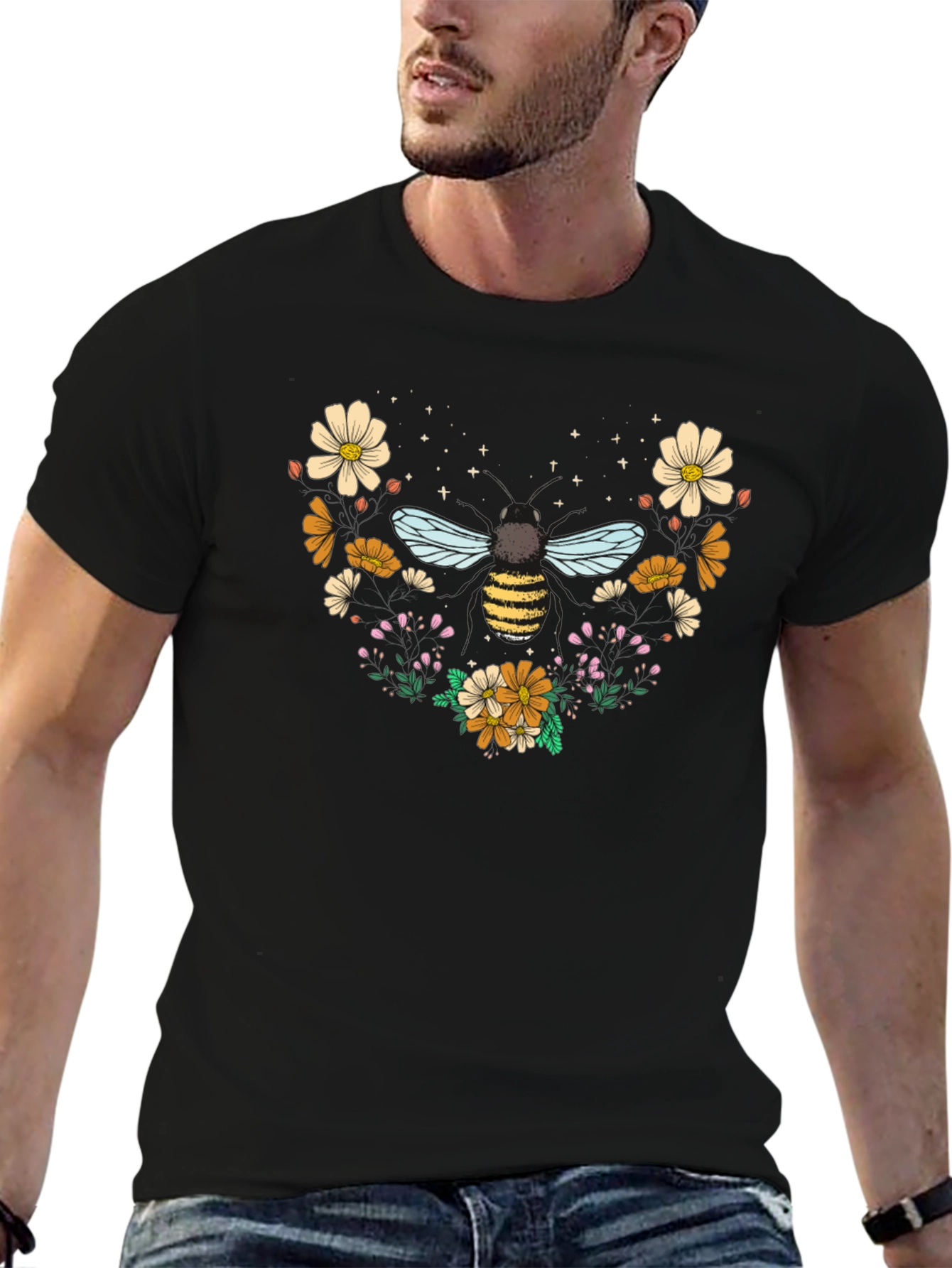 Floral Bee Graphic Tee - Stylish Comfort