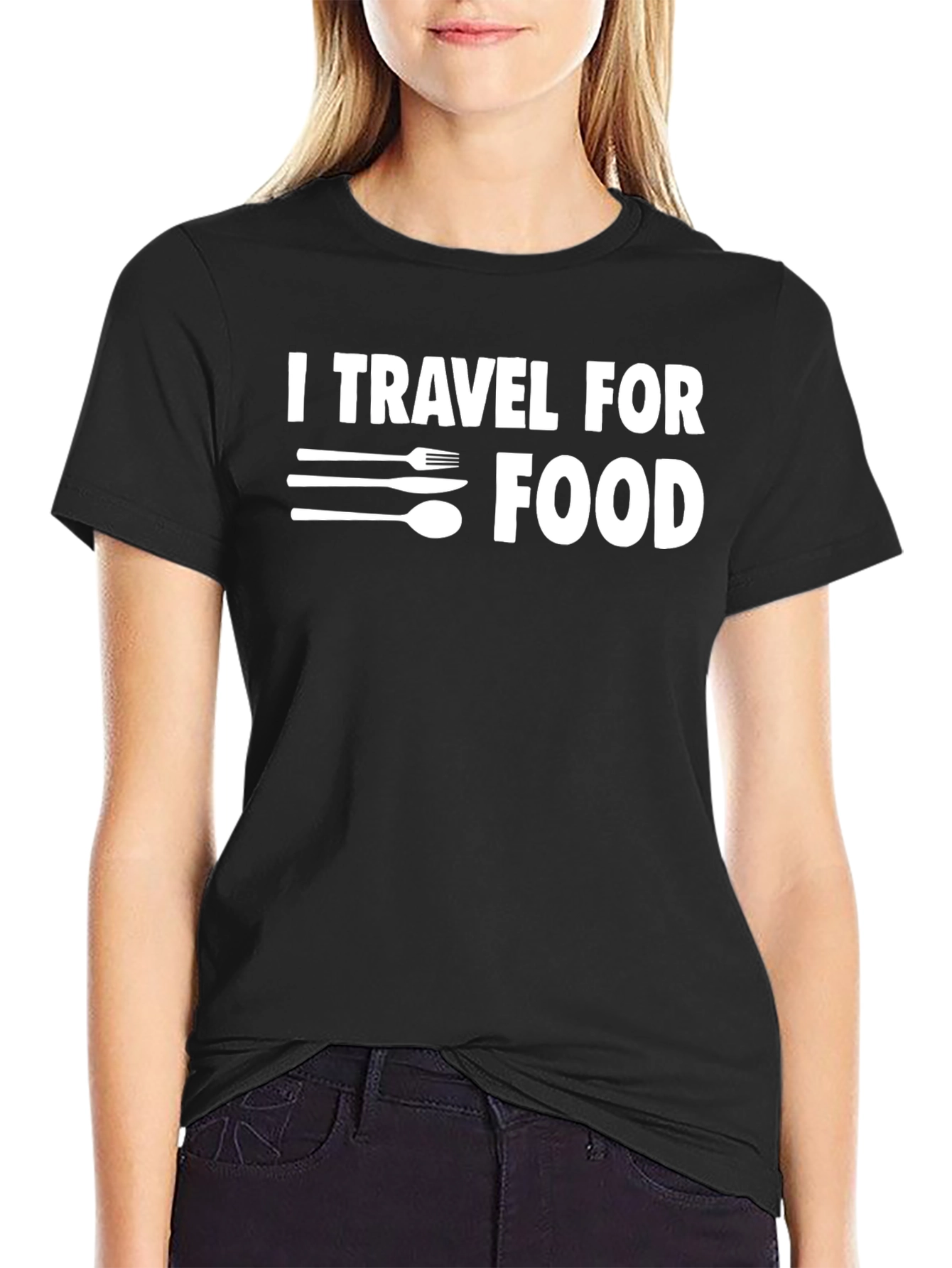 I Travel For Food Black T-Shirt