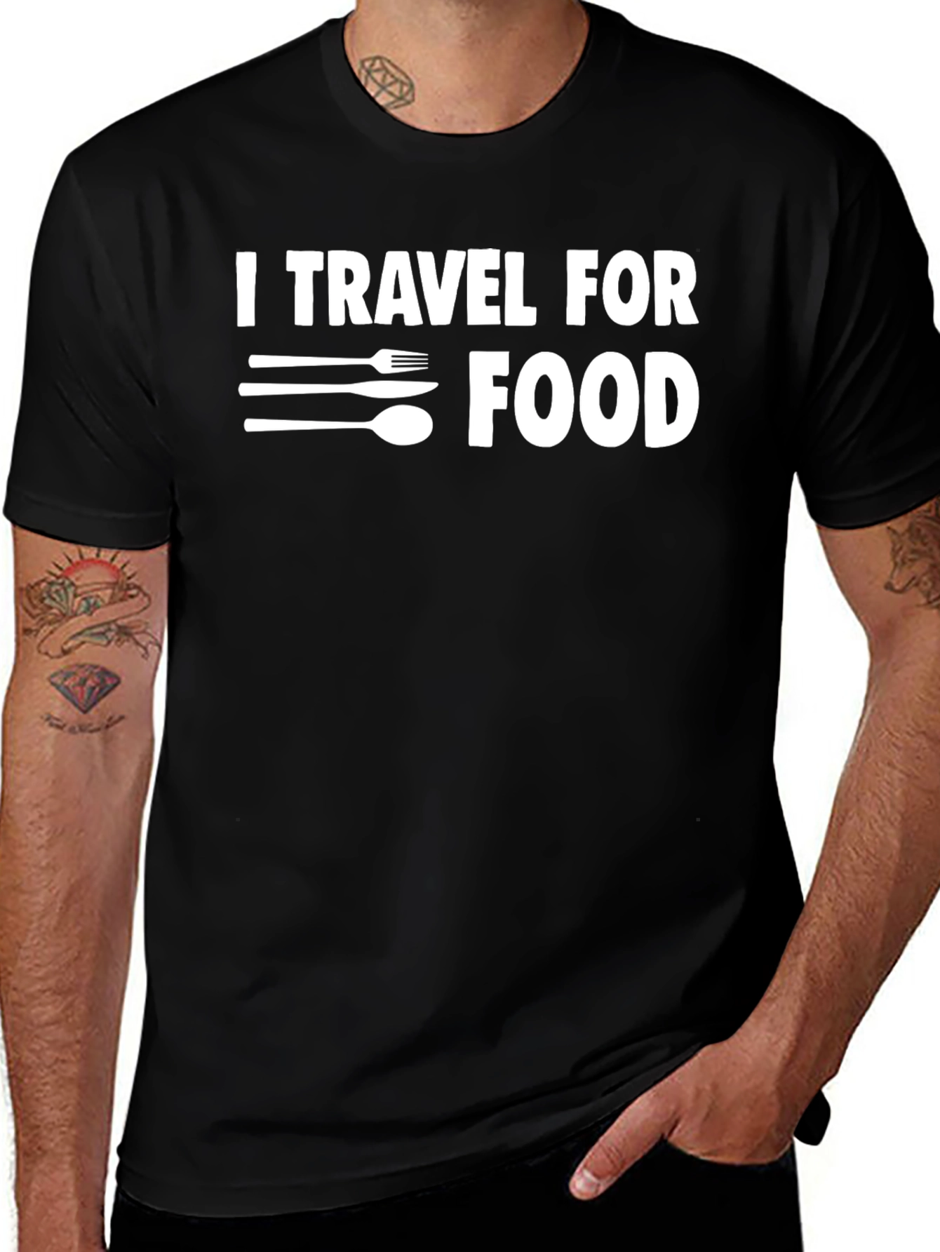 I Travel For Food Black T-Shirt
