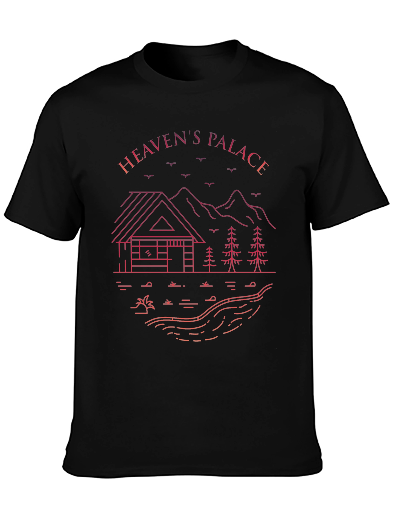 Heavens Palace Cabin Graphic Tee - Black