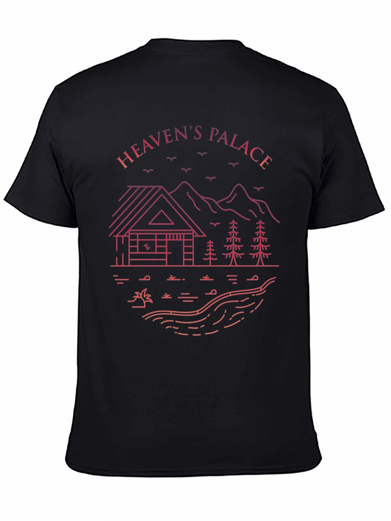 Heavens Palace Cabin Graphic Tee - Black