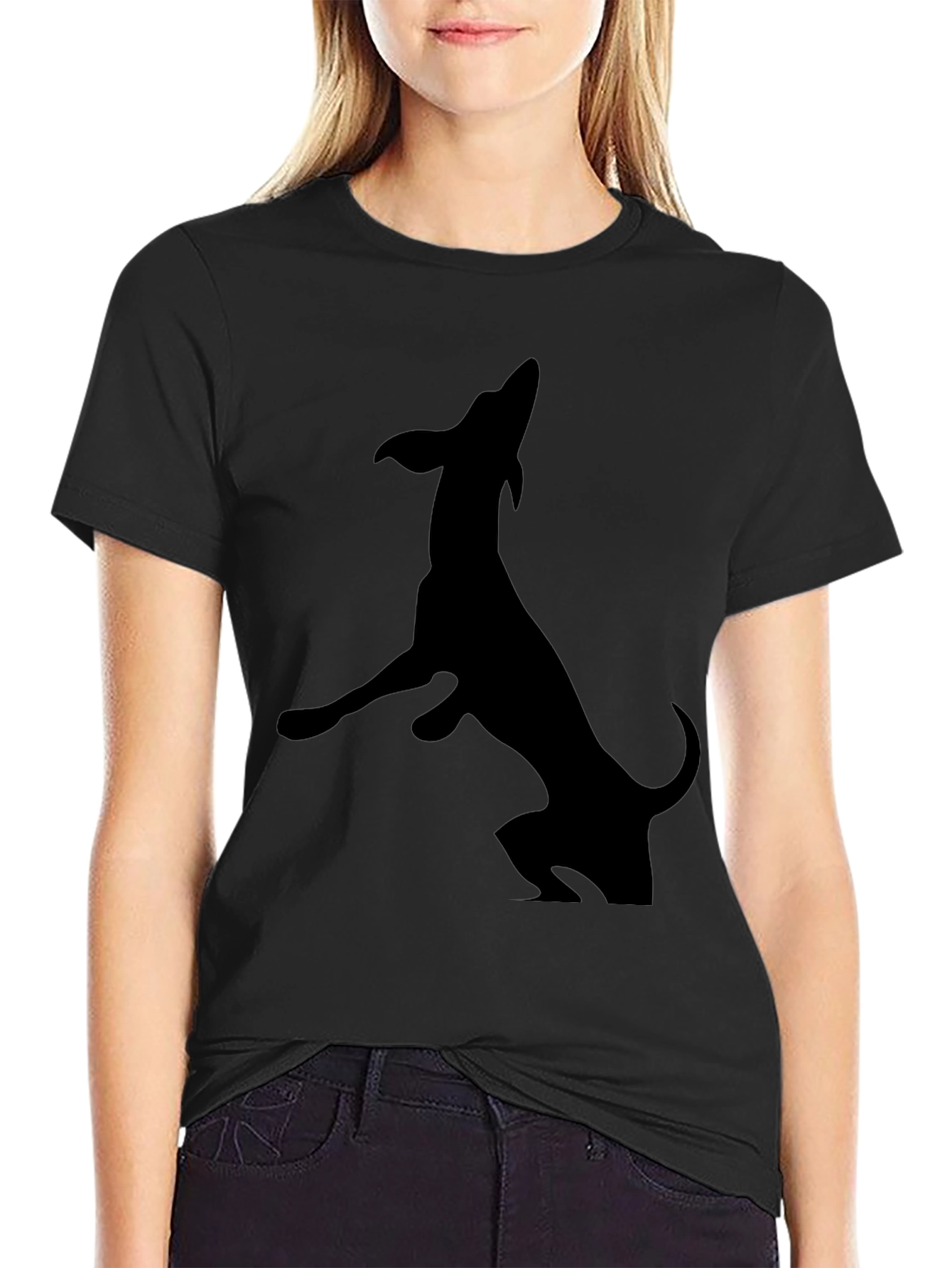 Mens Black Dog Silhouette T-Shirt