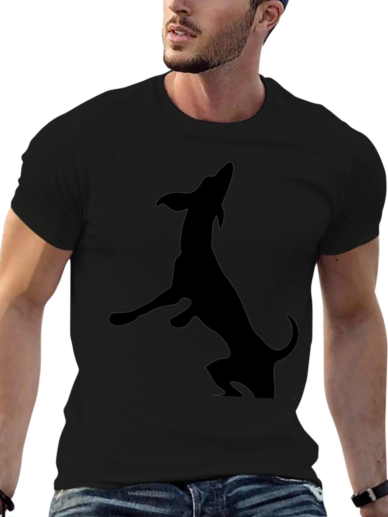 Mens Black Dog Silhouette T-Shirt