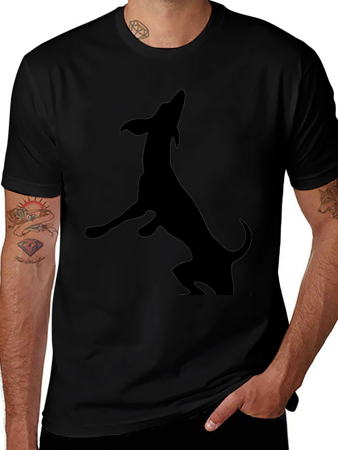 Mens Black Dog Silhouette T-Shirt