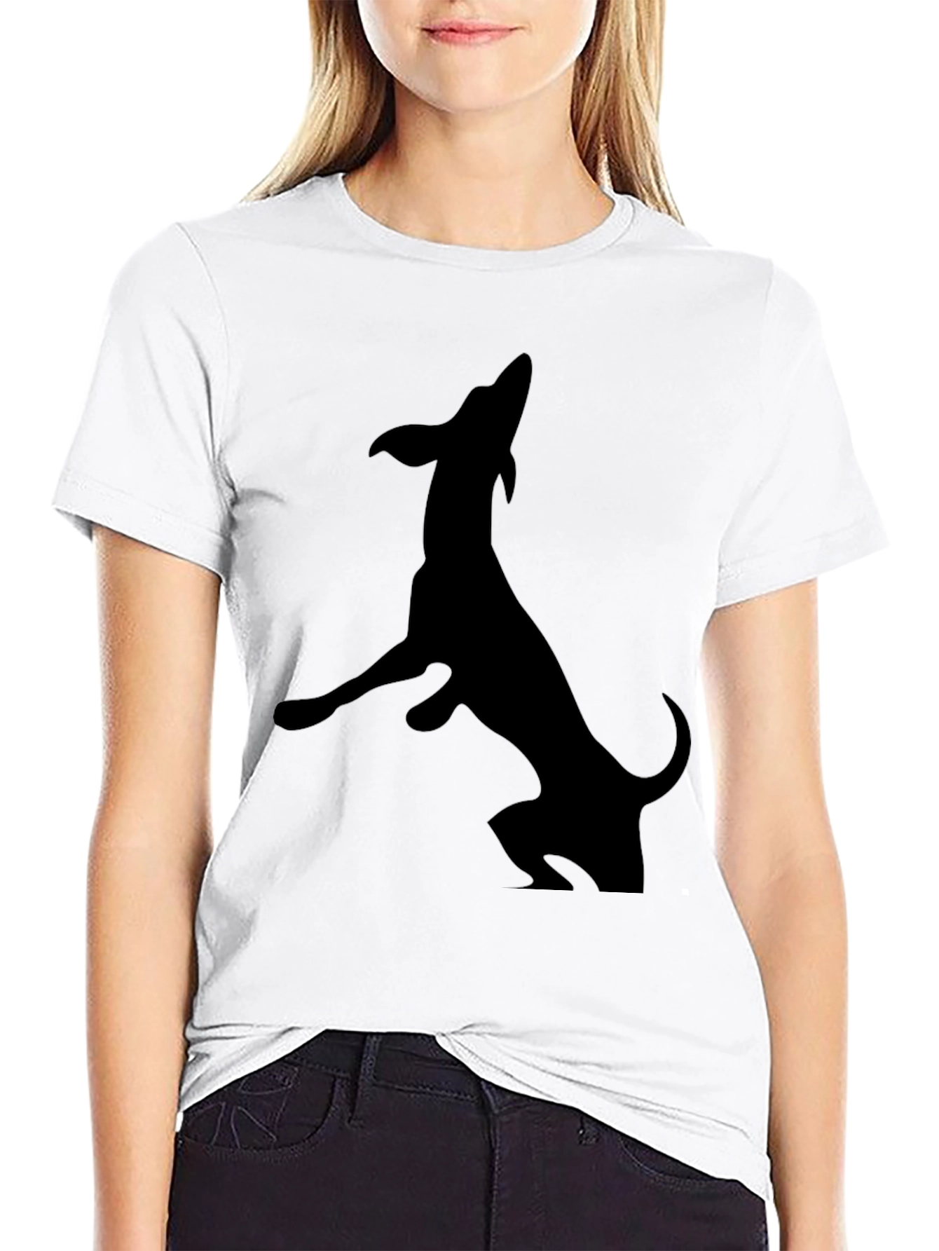 Mens Black Dog Silhouette T-Shirt