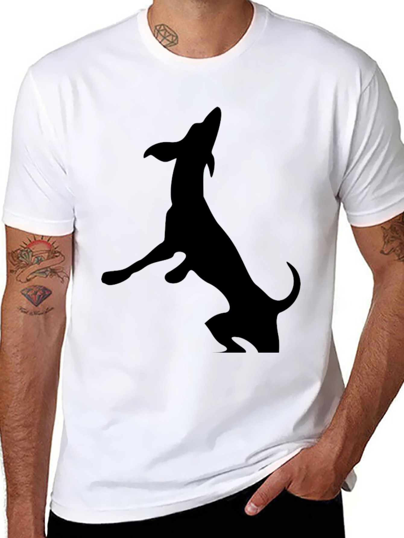 Mens Black Dog Silhouette T-Shirt