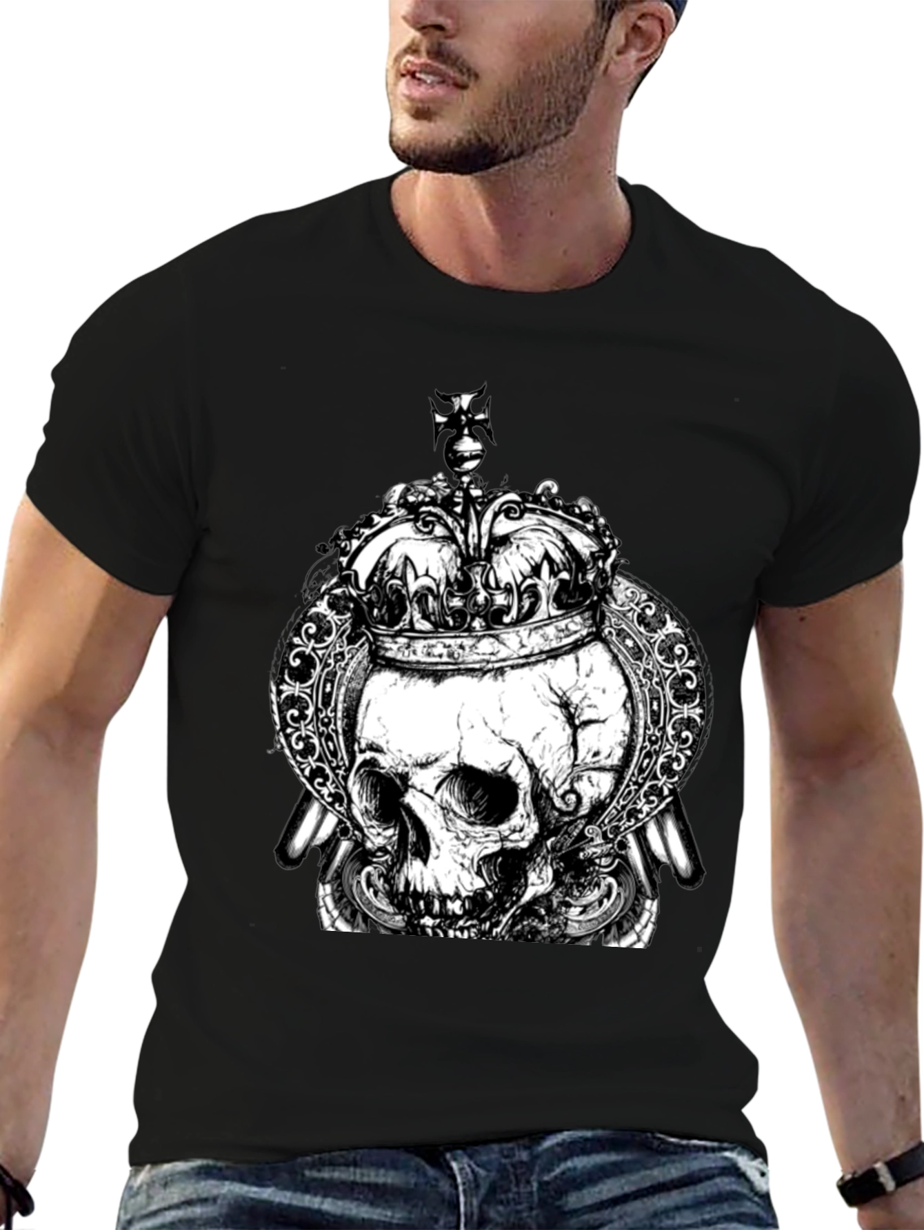 Skull King Graphic T-Shirt - Black Crew Neck Tee